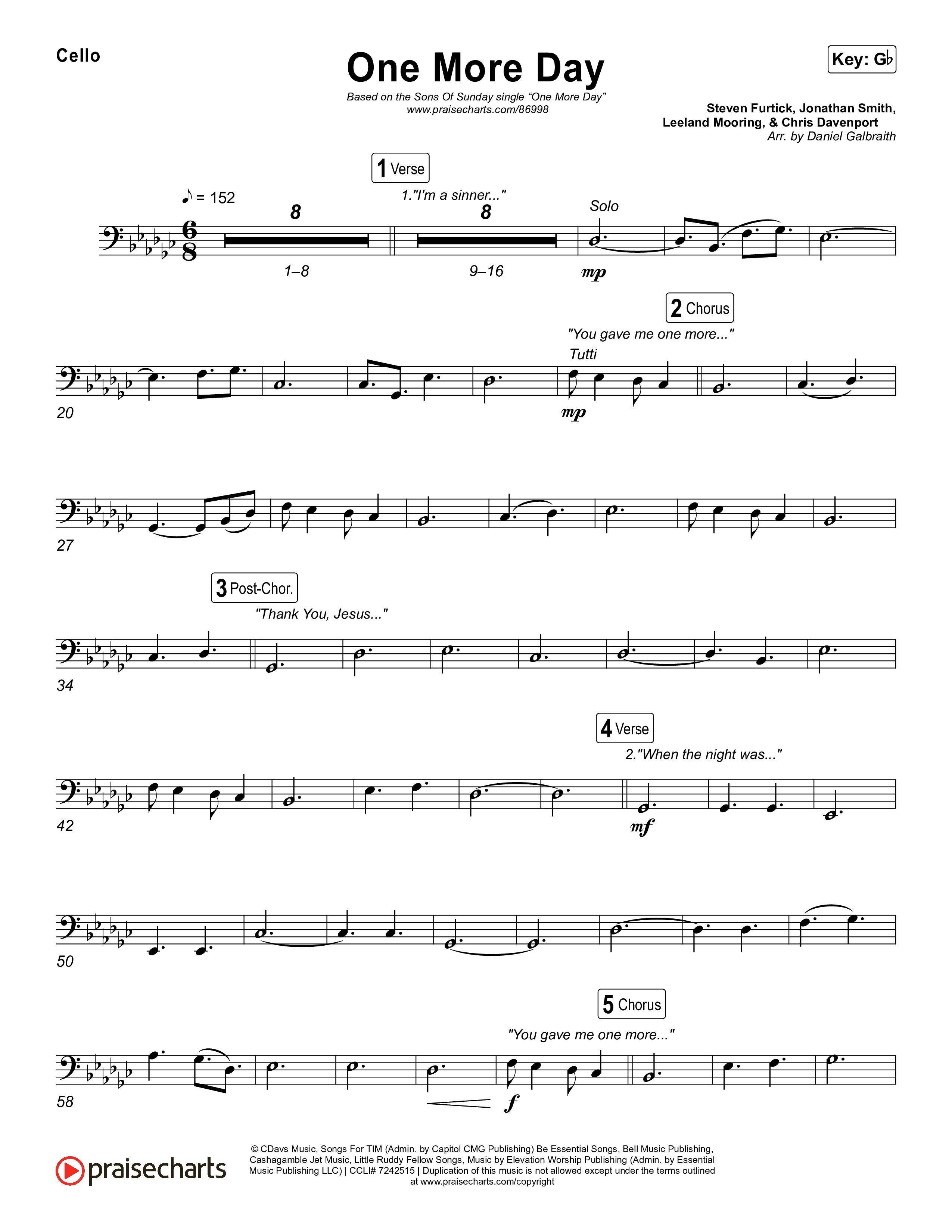 One More Day Cello (Sons Of Sunday)