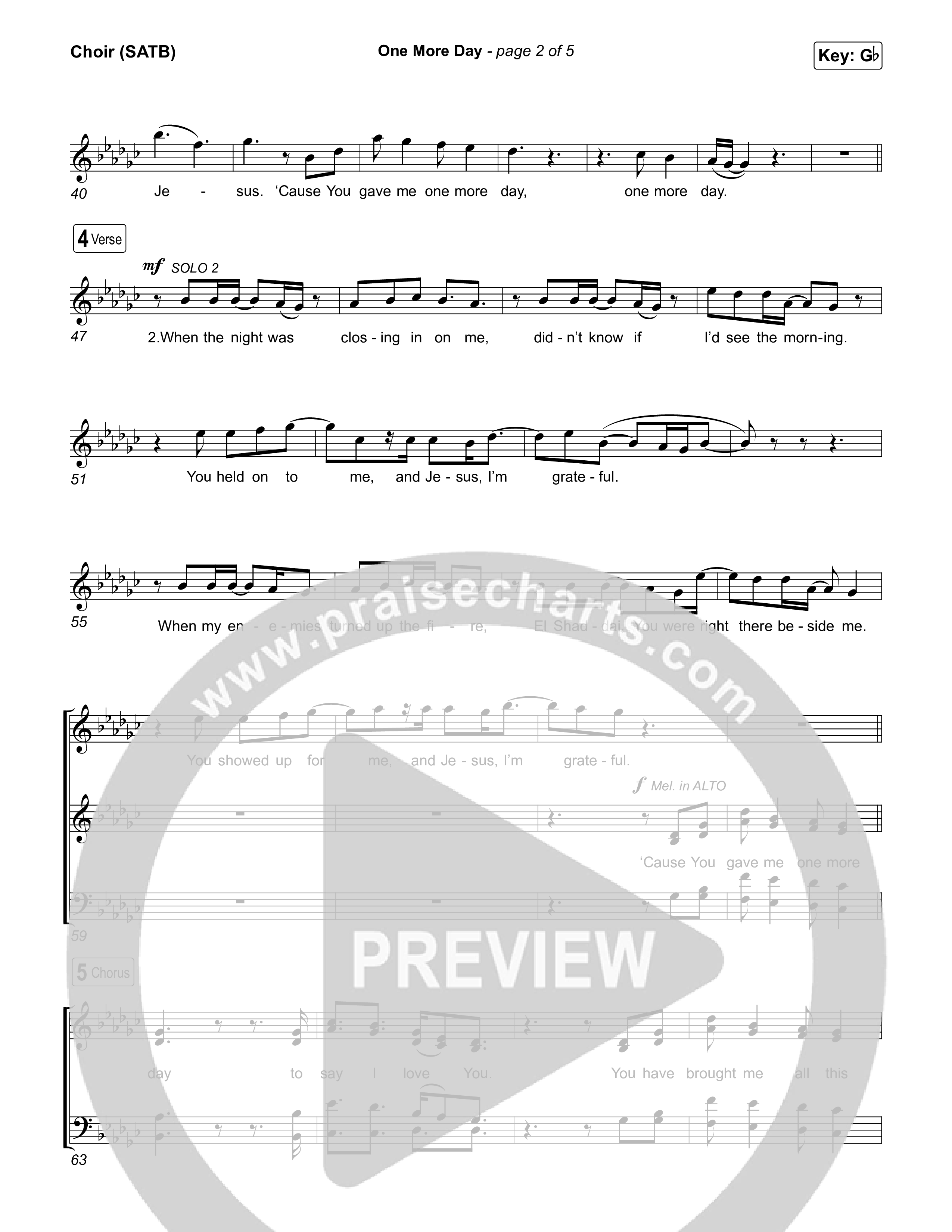 One More Day Choir Sheet (SATB) (Sons Of Sunday)