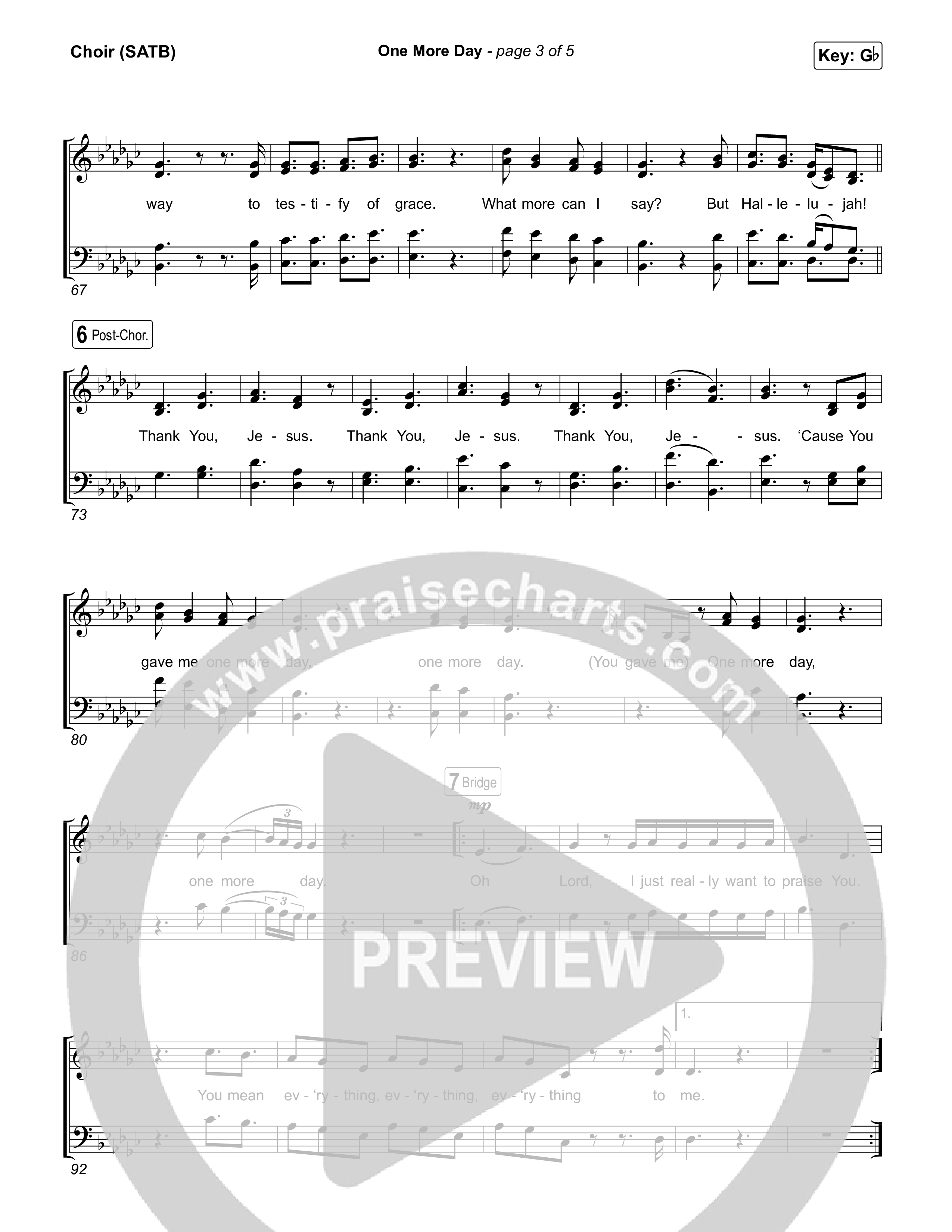 One More Day Choir Sheet (SATB) (Sons Of Sunday)