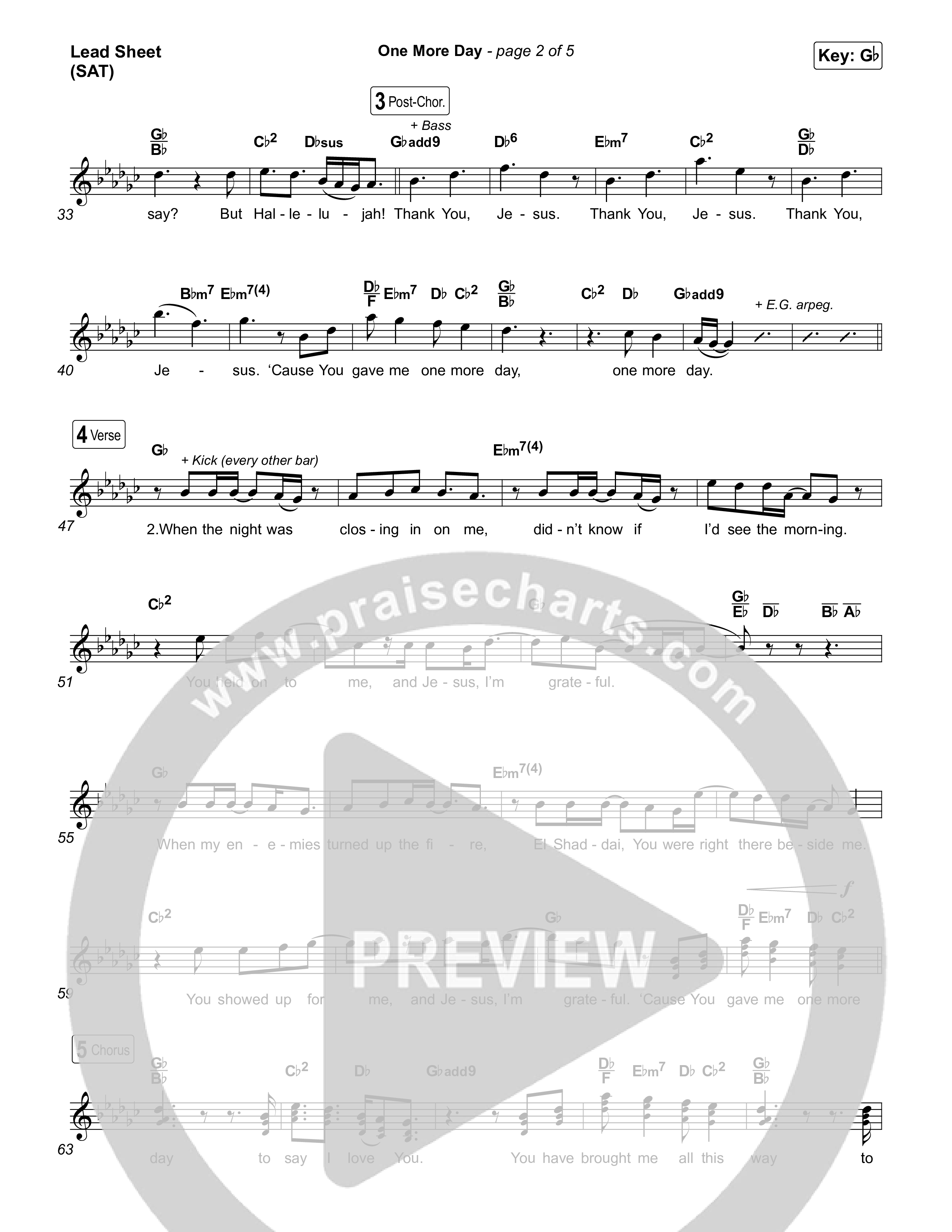 One More Day Lead Sheet (SAT) (Sons Of Sunday)