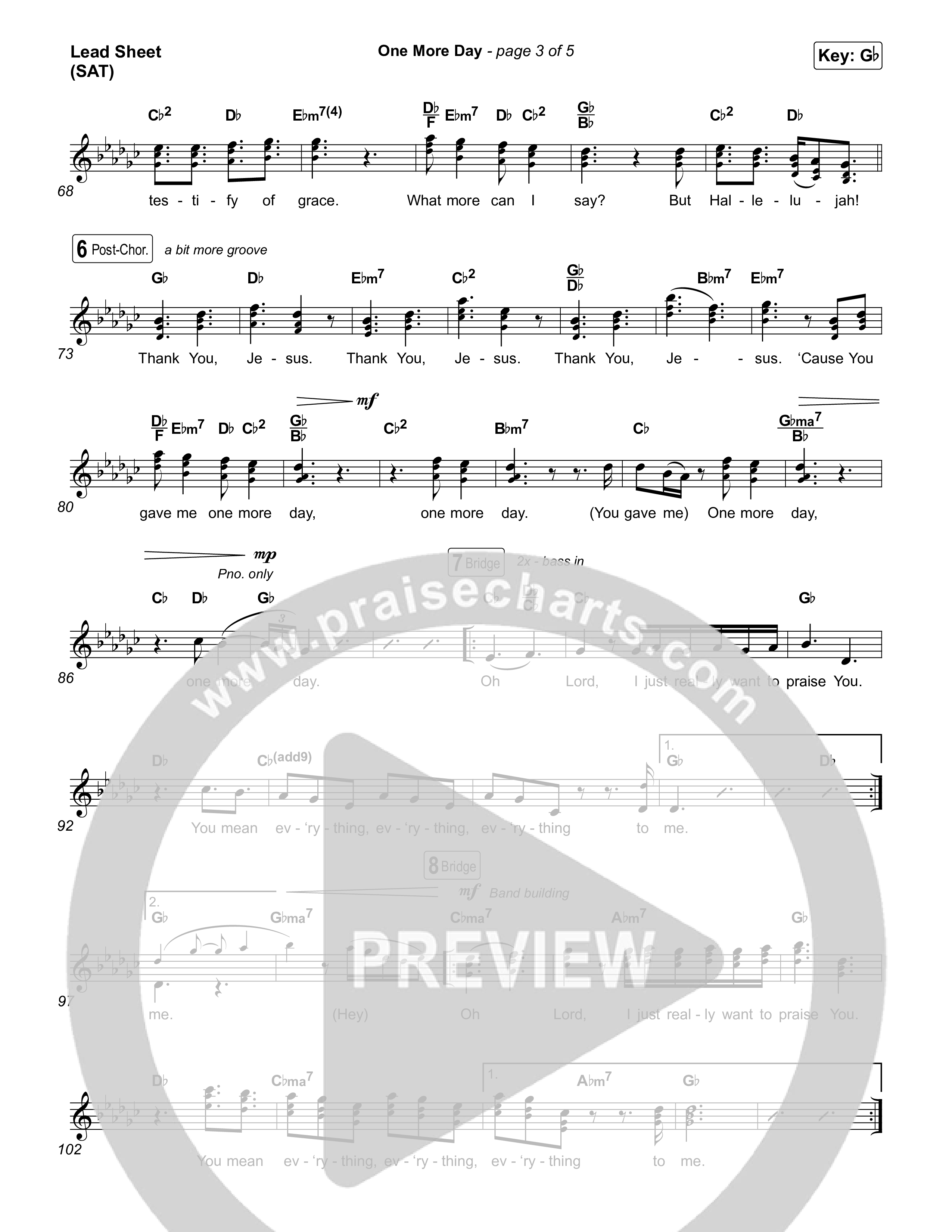 One More Day Lead Sheet (SAT) (Sons Of Sunday)