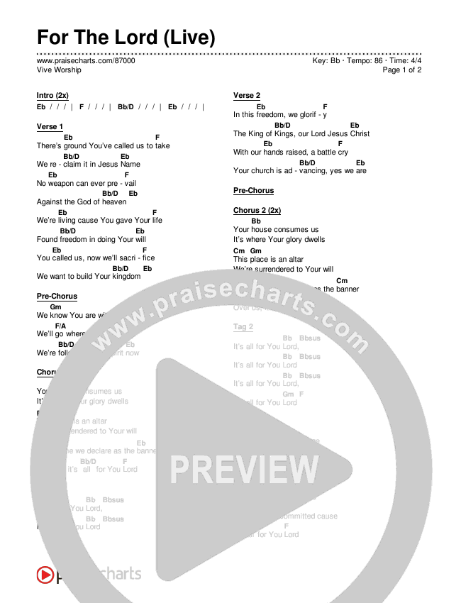 For The Lord (Live) Chords & Lyrics (Vive Worship)