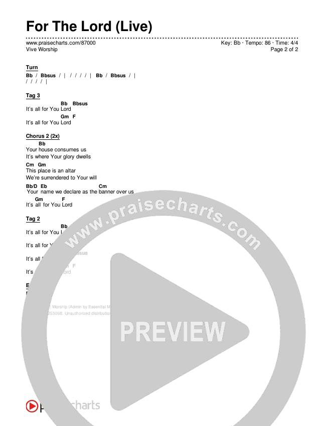 For The Lord (Live) Chords & Lyrics (Vive Worship)