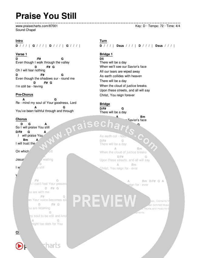 Praise You Still Chords & Lyrics (Sound Chapel)