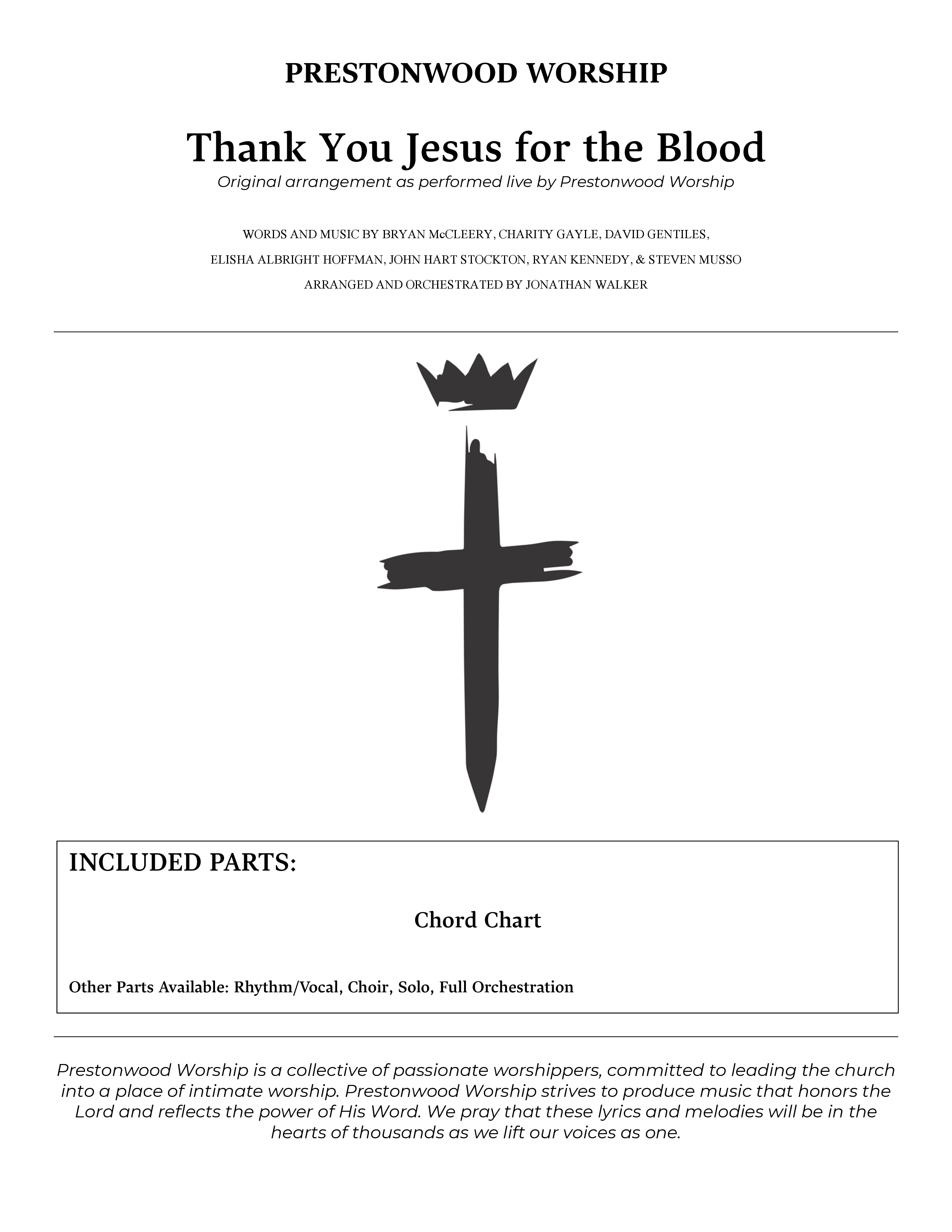 Thank You Jesus For The Blood (Choral Anthem SATB) Chords & Lyrics (Prestonwood Worship / Arr. Jonathan Walker)
