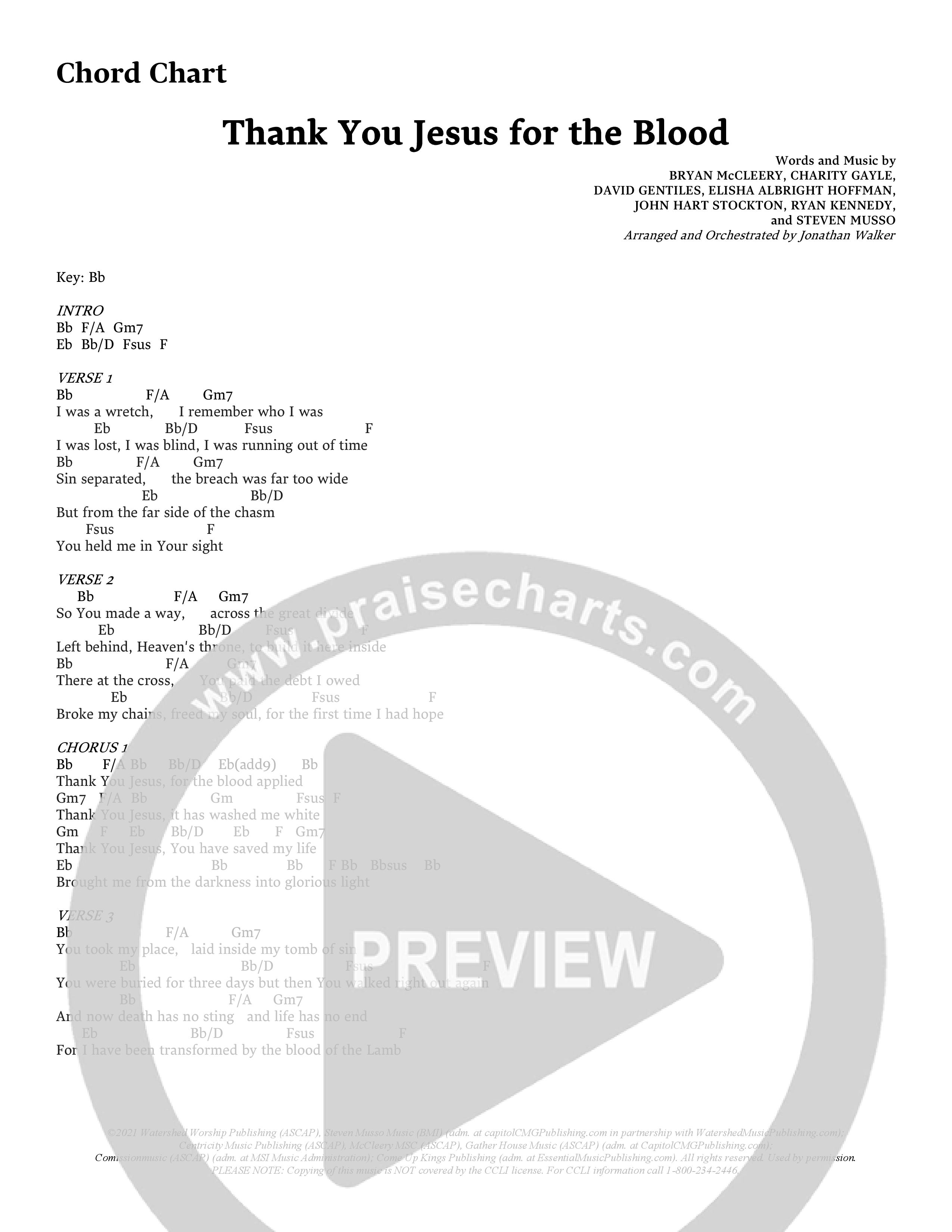 Thank You Jesus For The Blood (Choral Anthem SATB) Chords & Lyrics (Prestonwood Worship / Arr. Jonathan Walker)