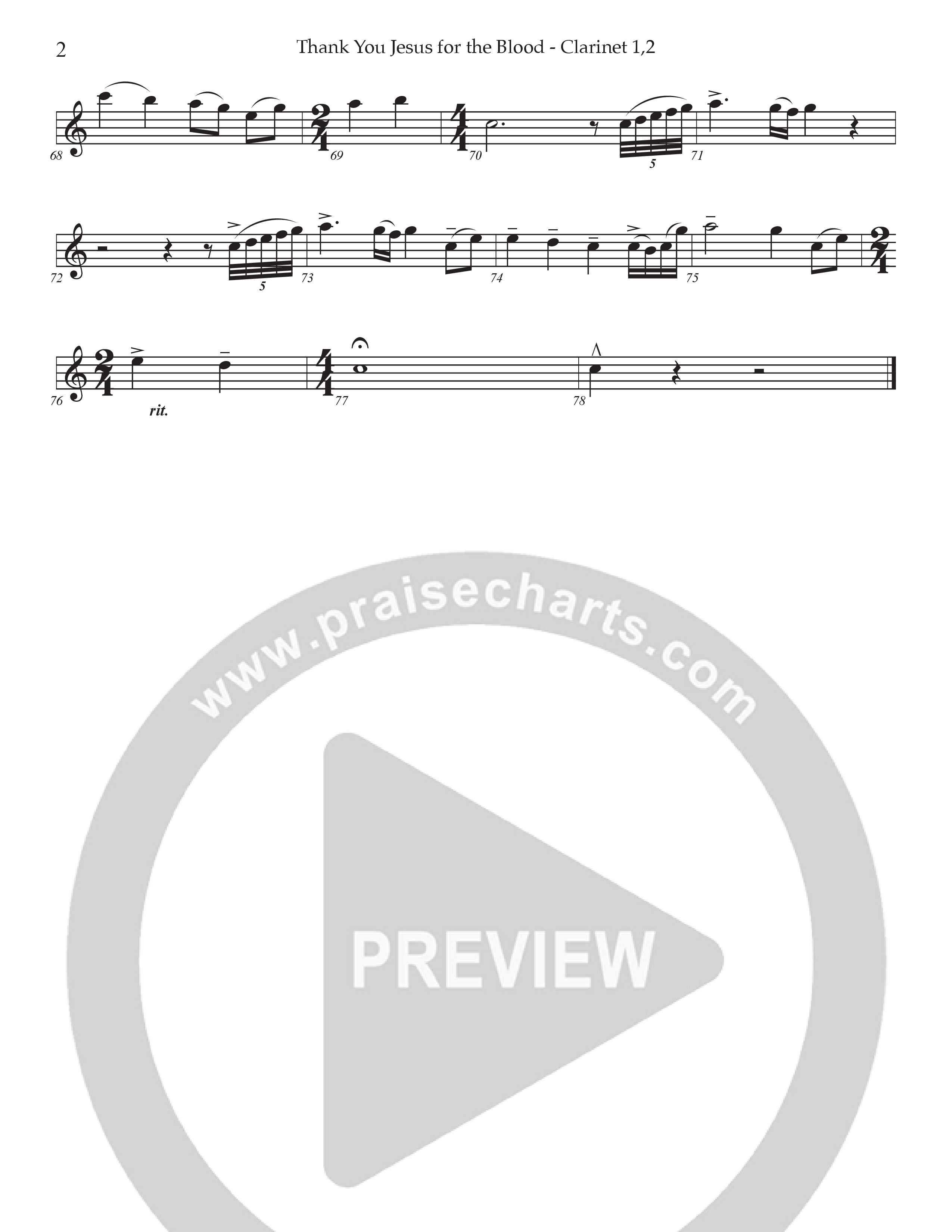 Thank You Jesus For The Blood (Choral Anthem SATB) Clarinet 1/2 (Prestonwood Worship / Arr. Jonathan Walker)