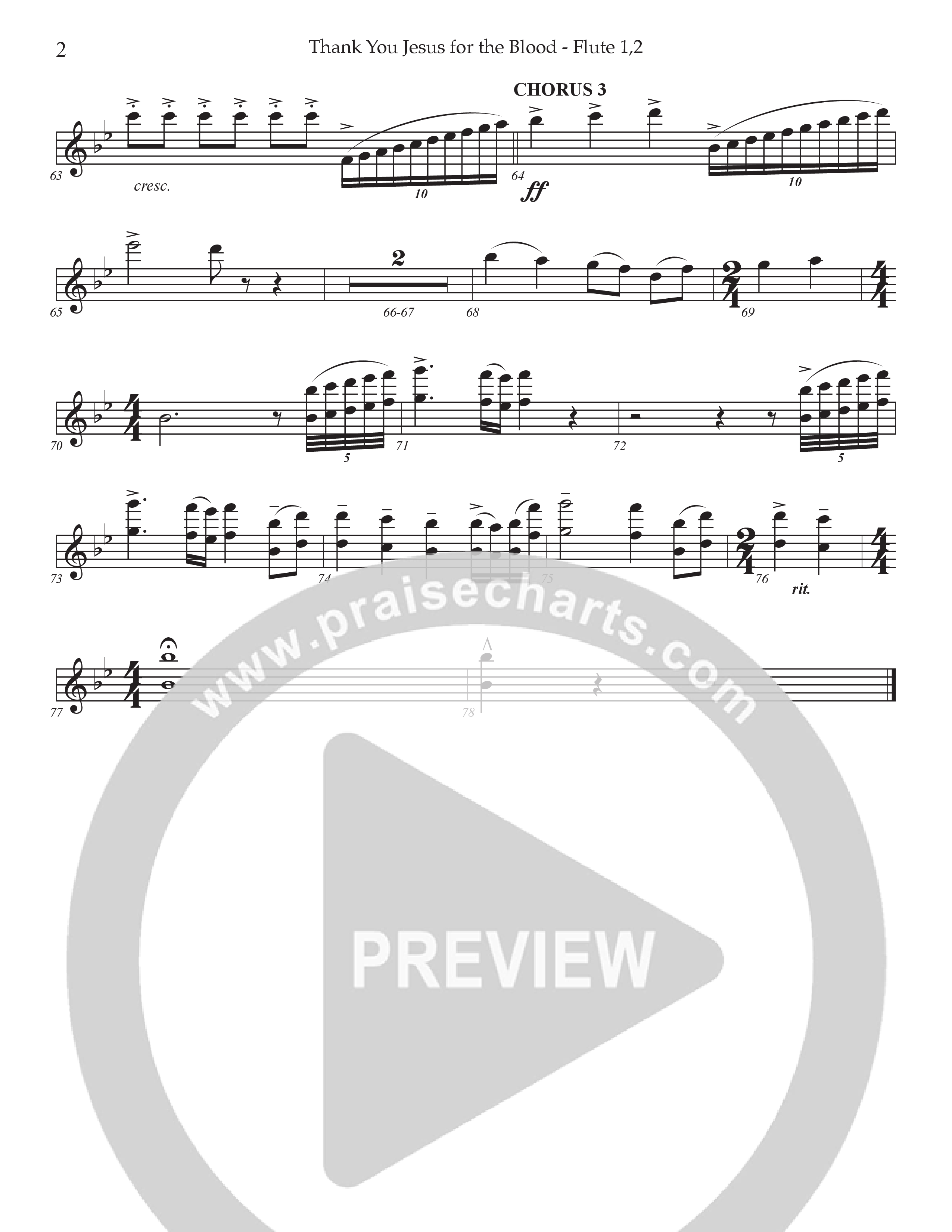 Thank You Jesus For The Blood (Choral Anthem SATB) Flute 1/2 (Prestonwood Worship / Arr. Jonathan Walker)