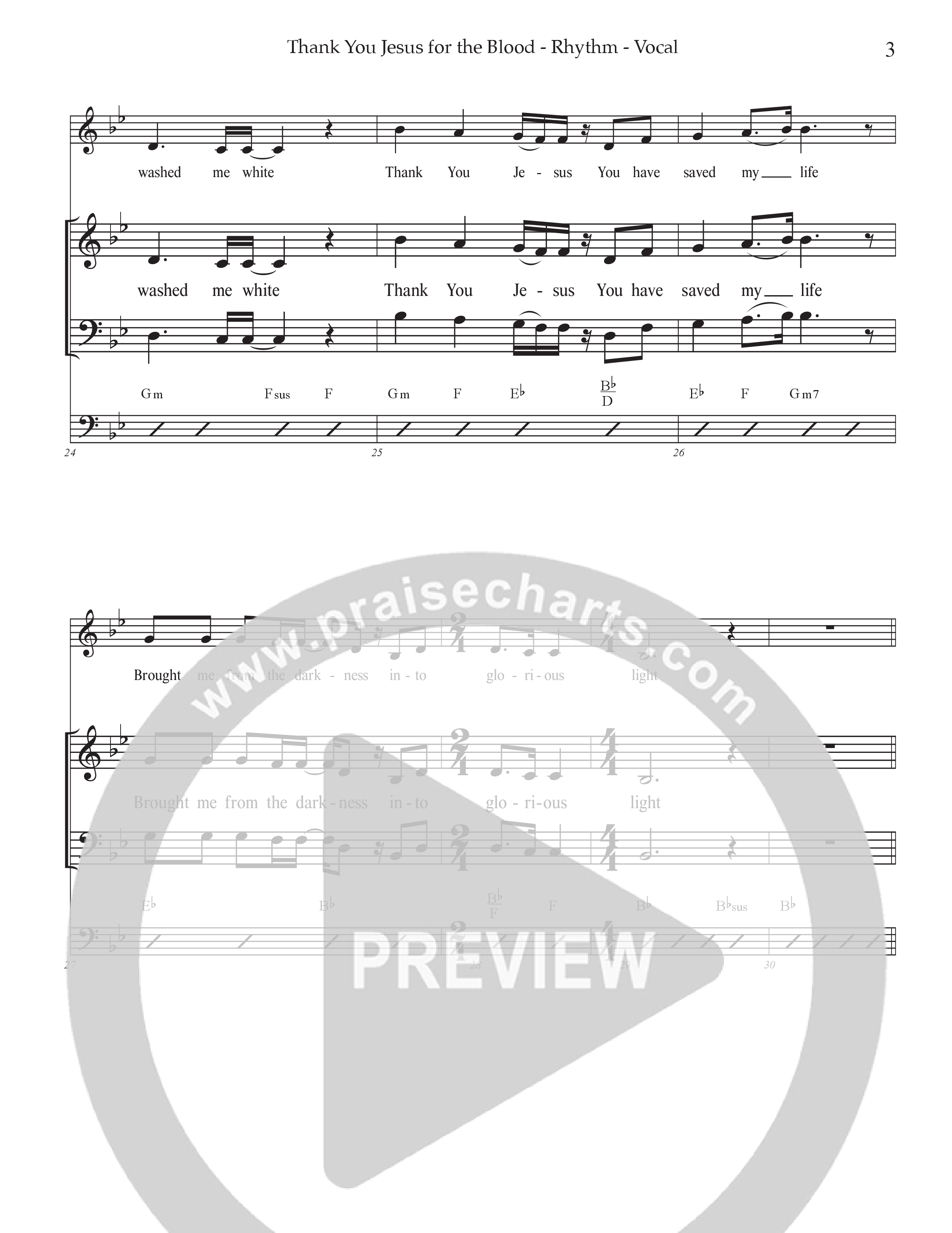 Thank You Jesus For The Blood (Choral Anthem SATB) Rhythm/Vocal (Prestonwood Worship / Arr. Jonathan Walker)