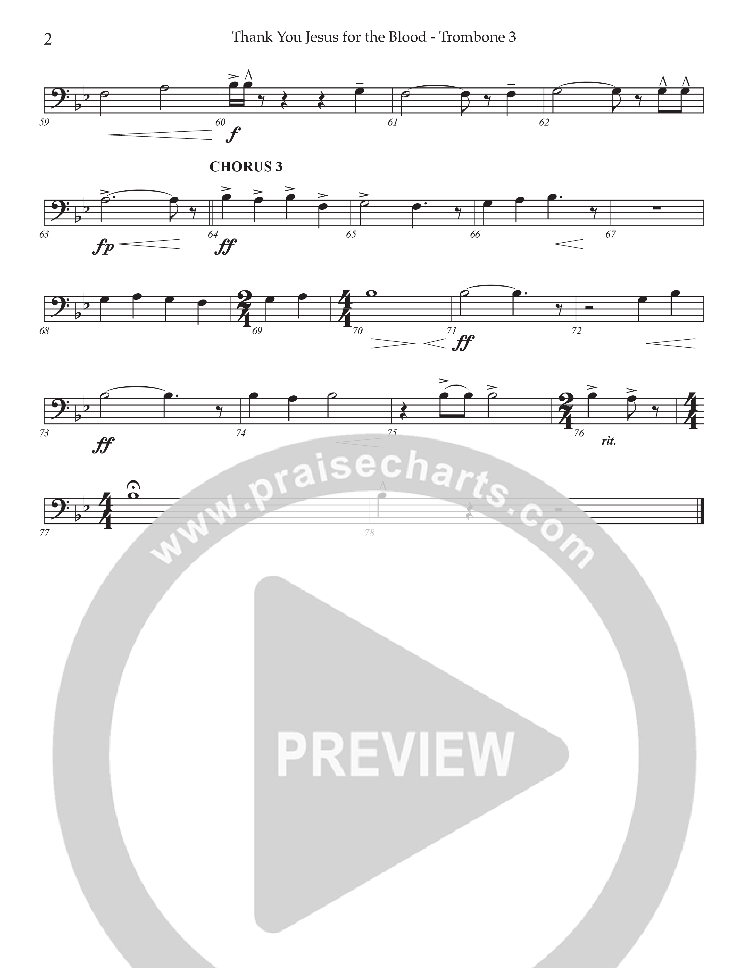 Thank You Jesus For The Blood (Choral Anthem SATB) Trombone 3 (Prestonwood Worship / Arr. Jonathan Walker)