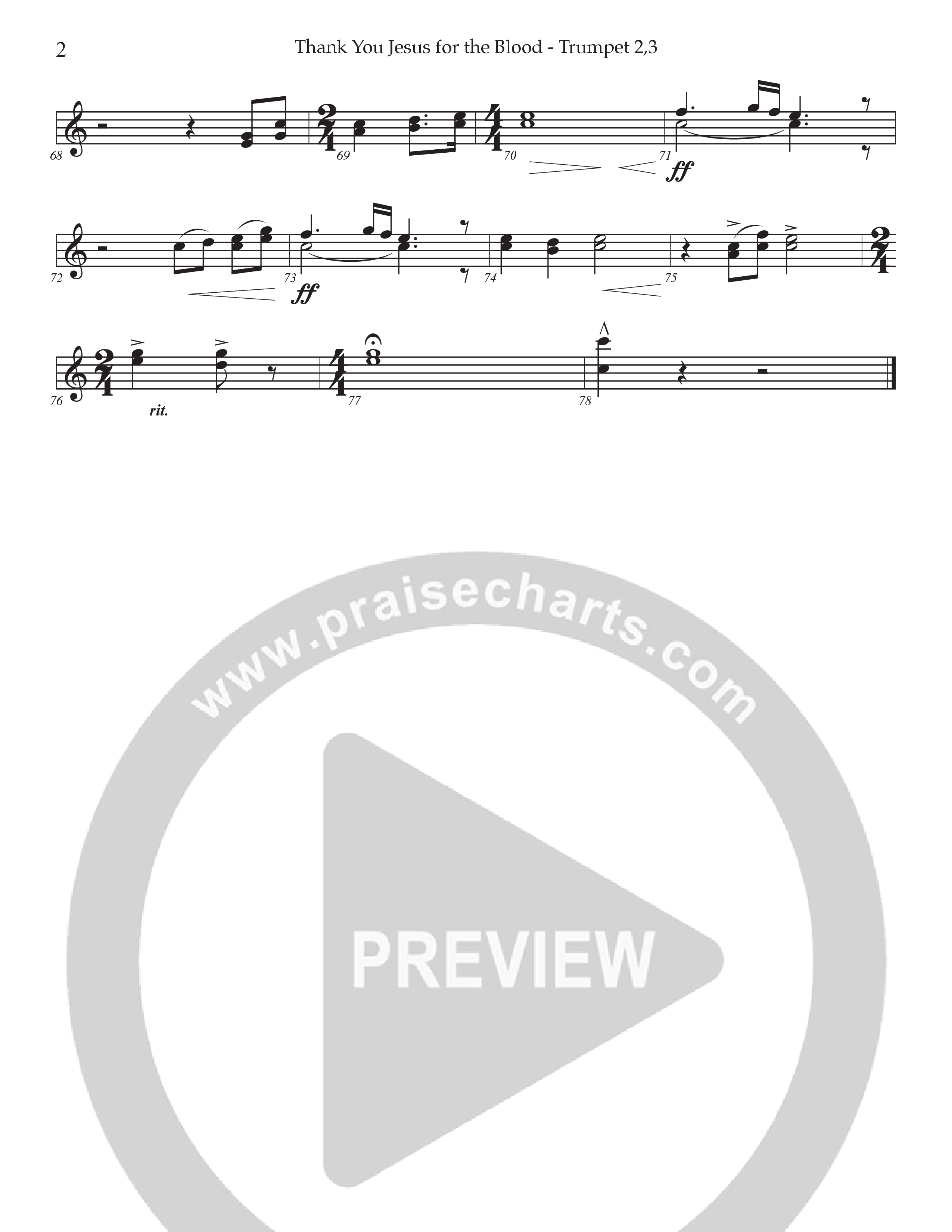 Thank You Jesus For The Blood (Choral Anthem SATB) Trumpet 2/3 (Prestonwood Worship / Arr. Jonathan Walker)
