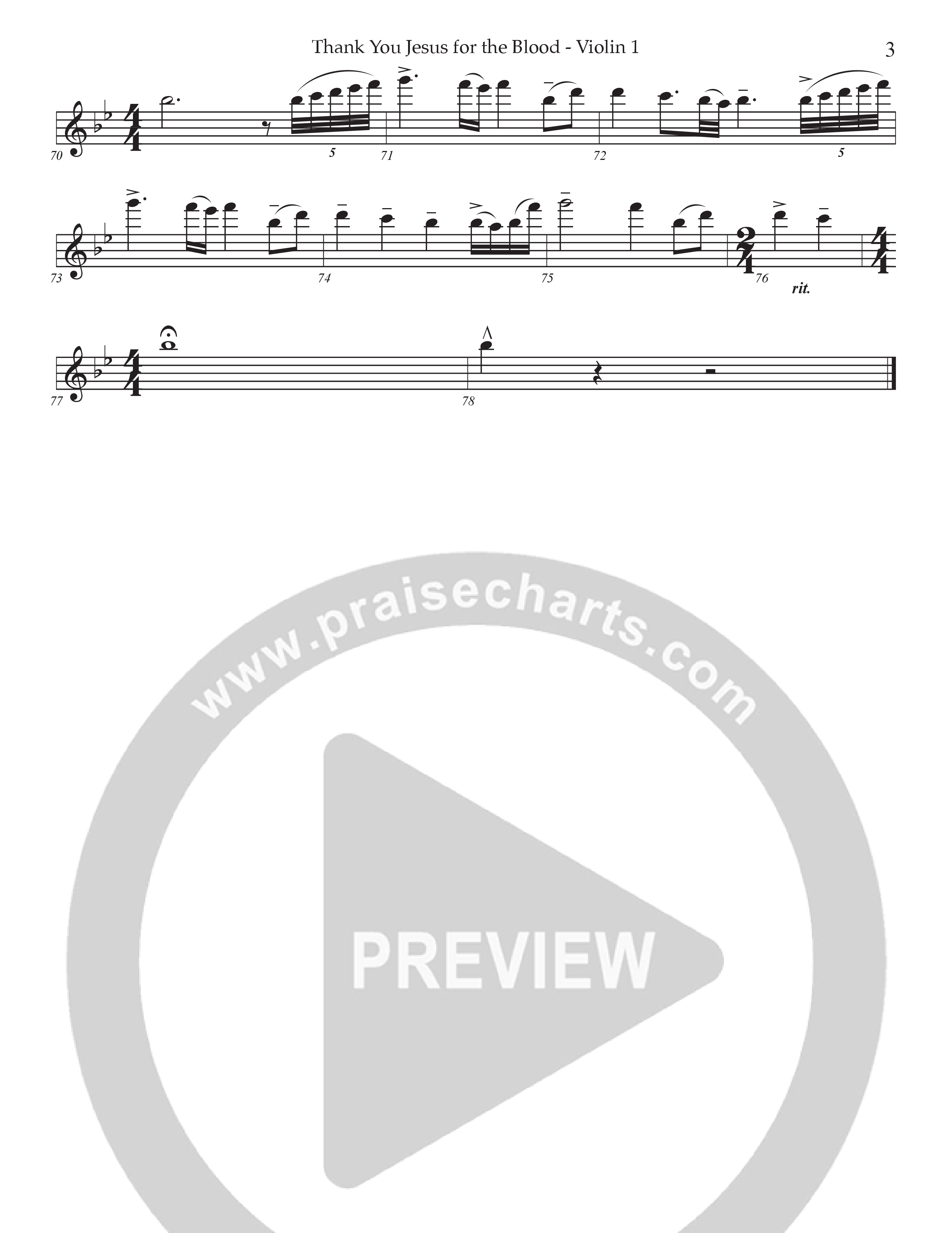 Thank You Jesus For The Blood (Choral Anthem SATB) Violin 1/2 (Prestonwood Worship / Arr. Jonathan Walker)