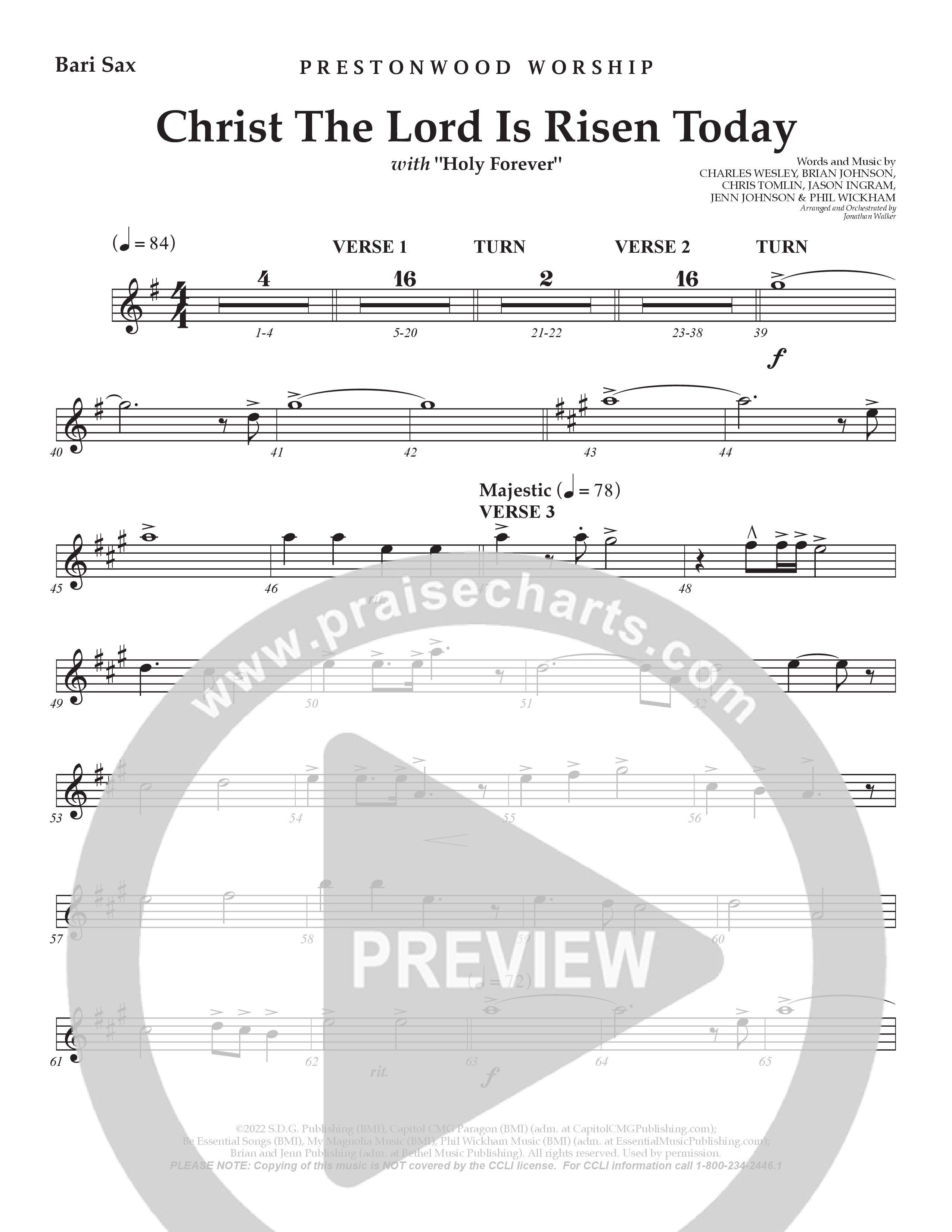 Christ The Lord Is Risen Today / Holy Forever (Choral Anthem SATB) Bari Sax (Prestonwood Worship / Arr. Jonathan Walker)