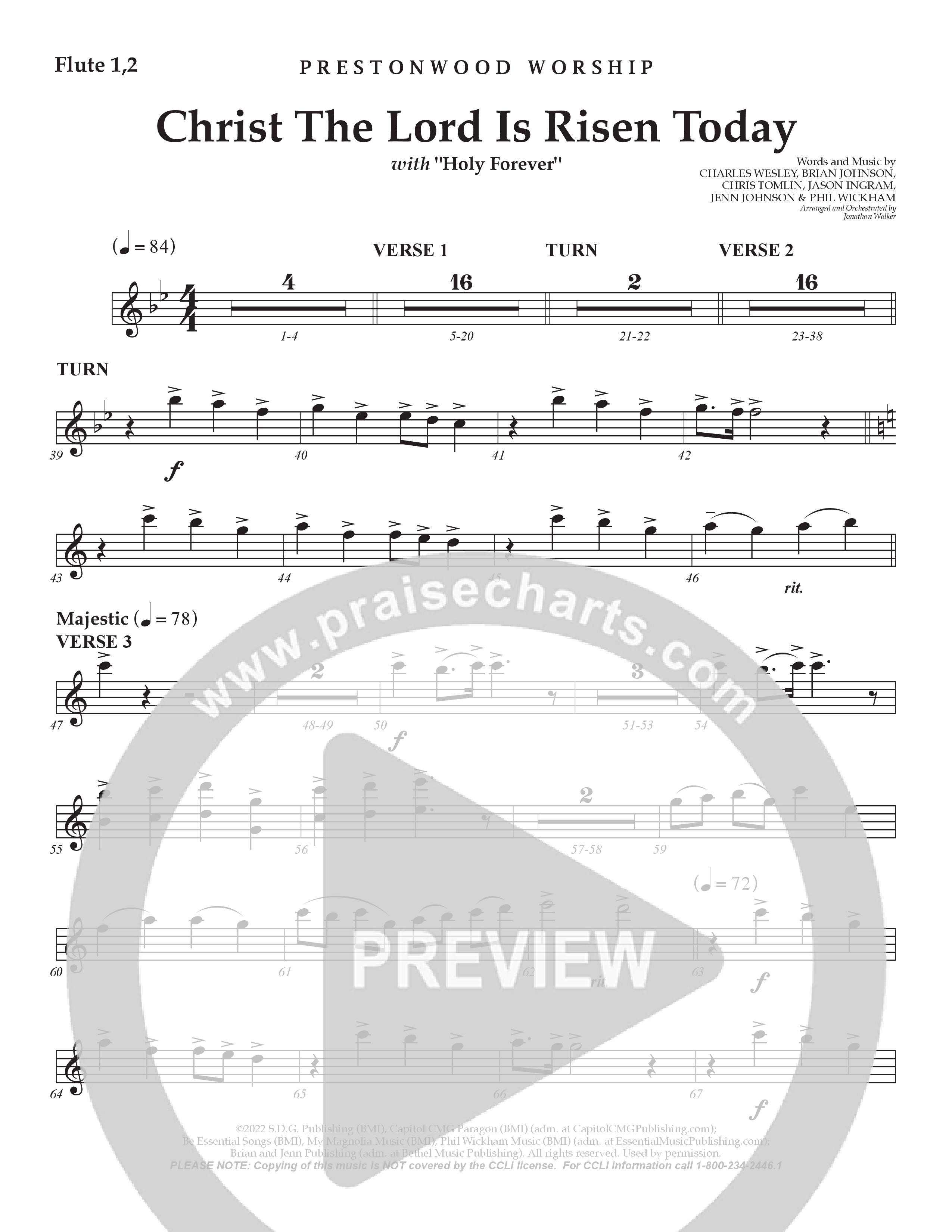 Christ The Lord Is Risen Today /  Holy Forever (Choral Anthem SATB) Flute 1/2 (Prestonwood Worship / Arr. Jonathan Walker)