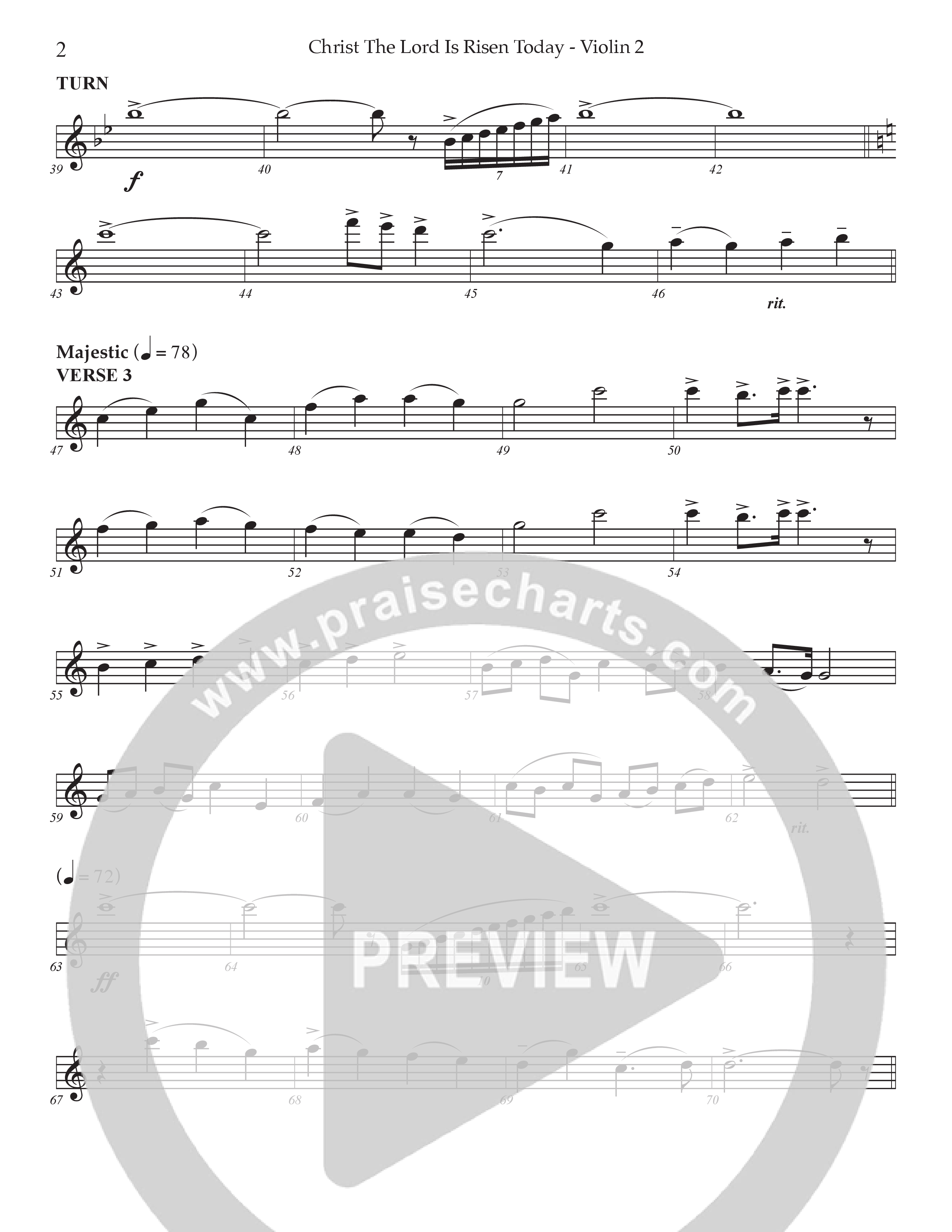 Christ The Lord Is Risen Today /  Holy Forever (Choral Anthem SATB) Violin 2 (Prestonwood Worship / Arr. Jonathan Walker)