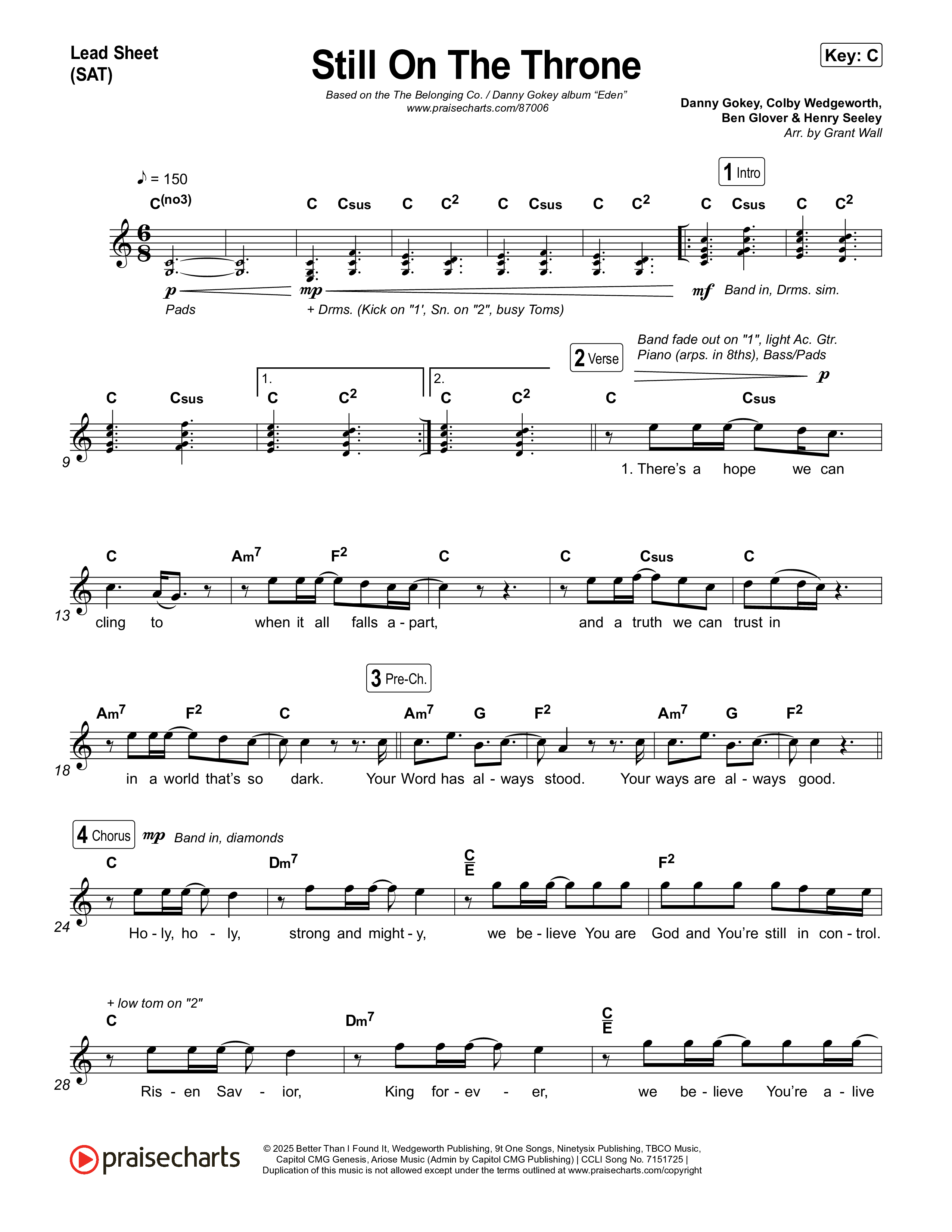 Still On The Throne Lead Sheet (SAT) (The Belonging Co / Danny Gokey)