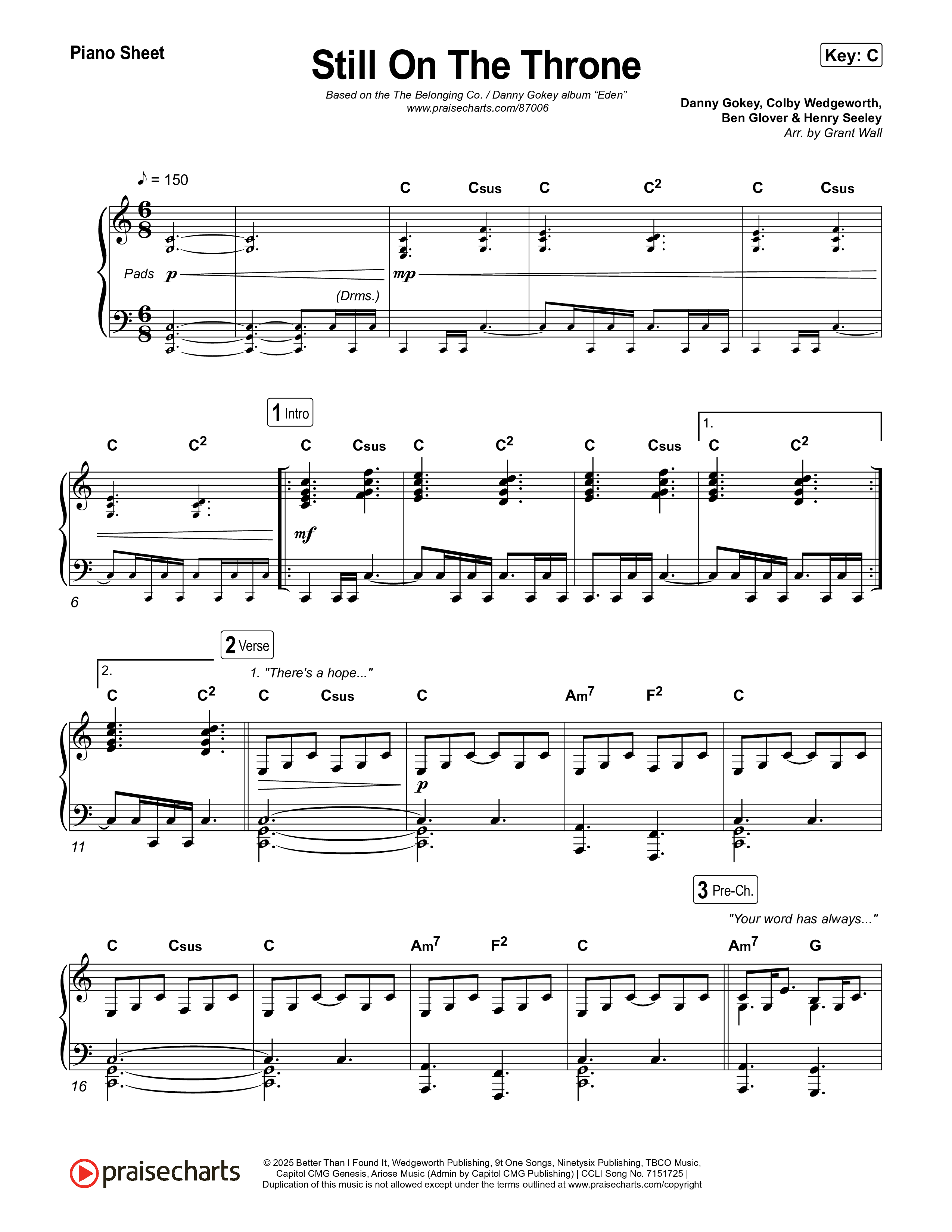 Still On The Throne Piano Sheet (The Belonging Co / Danny Gokey)