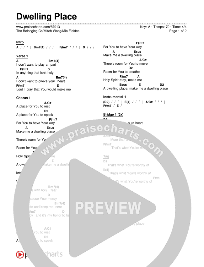 Dwelling Place Chords & Lyrics (The Belonging Co / Mitch Wong / Mia Fieldes)