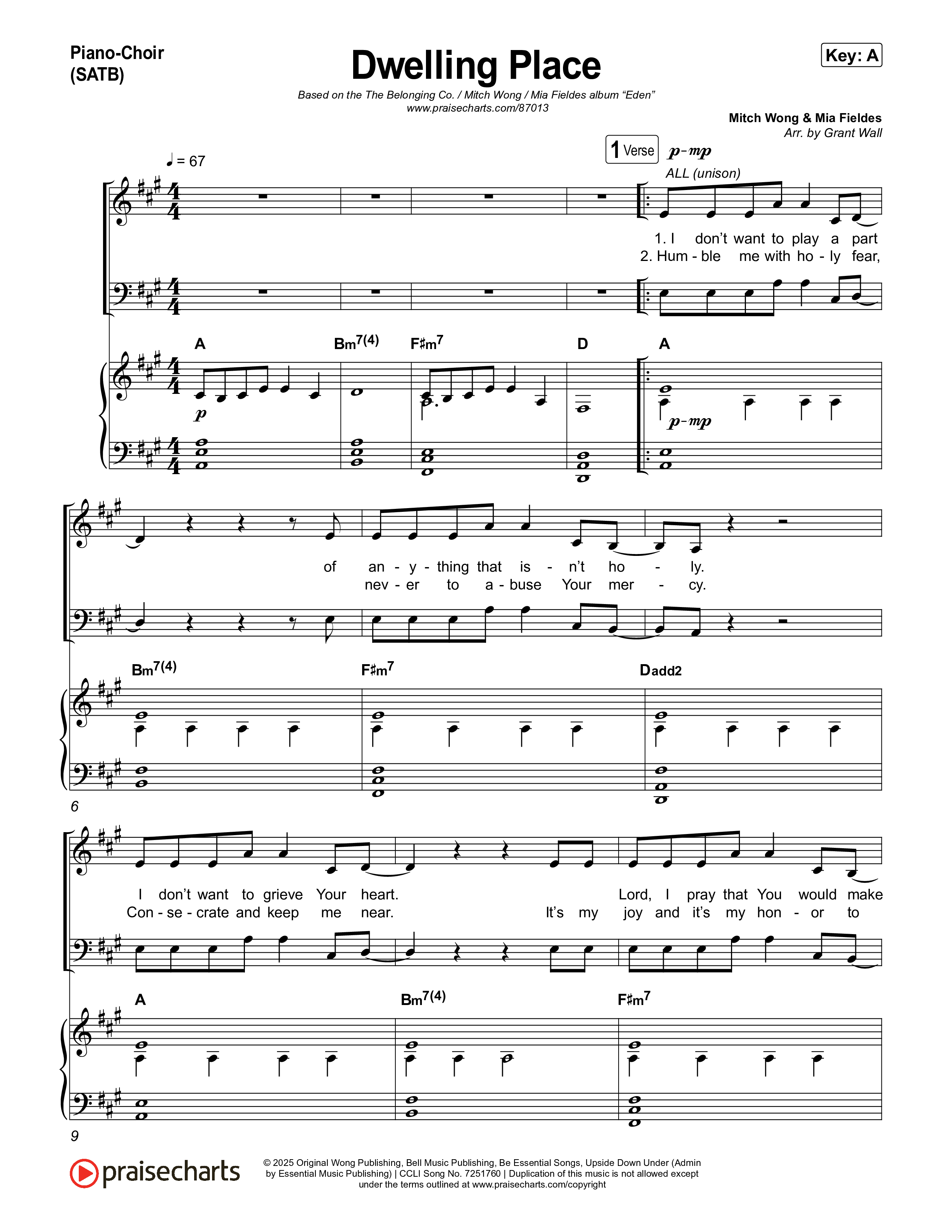 Dwelling Place Piano/Vocal Pack (The Belonging Co / Mitch Wong / Mia Fieldes)