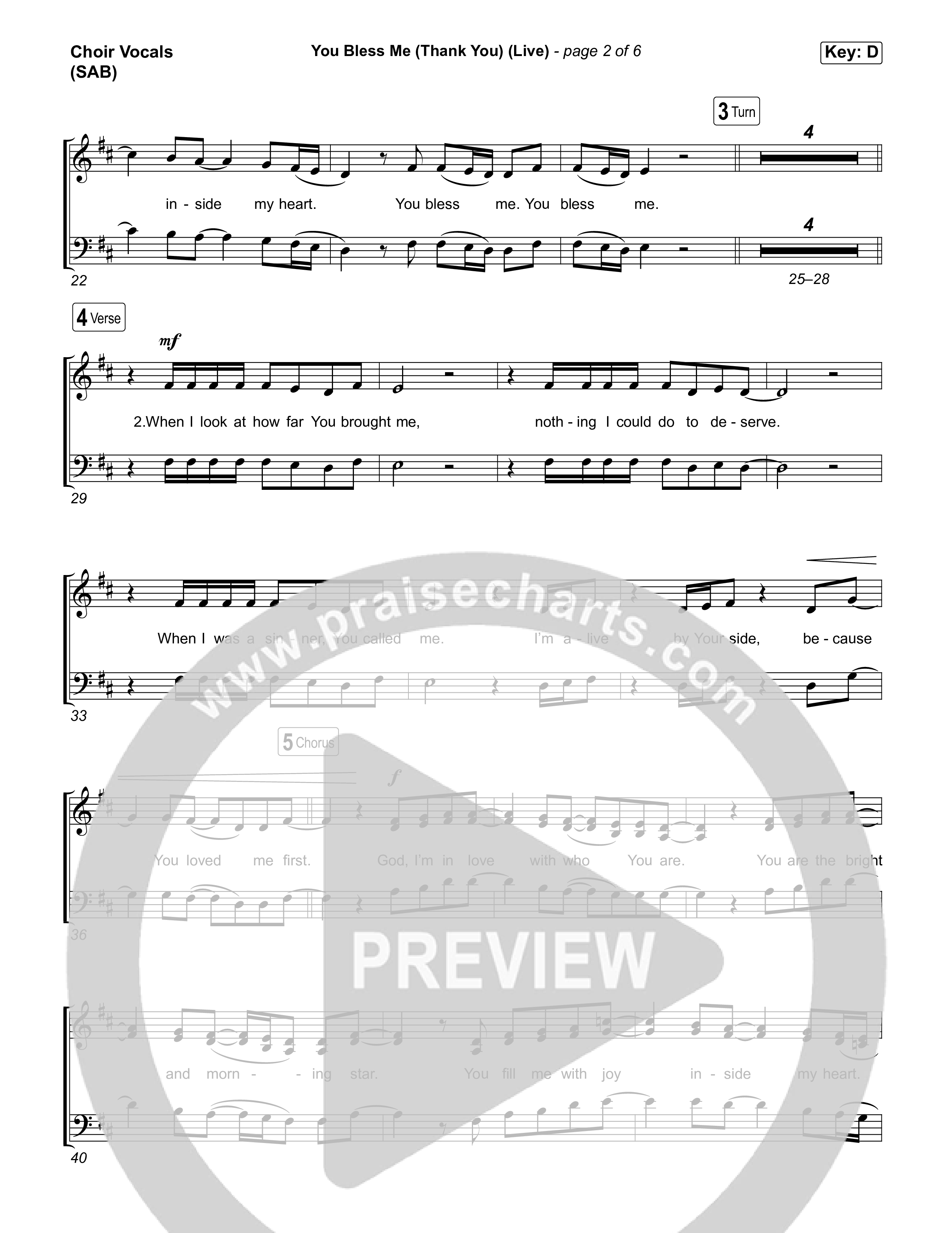 You Bless Me (Thank You) (Worship Choir/SAB) Choir Sheet (SAB) (We The Kingdom / Dwan Hill / The Choir Room / Arr. Luke Gambill)