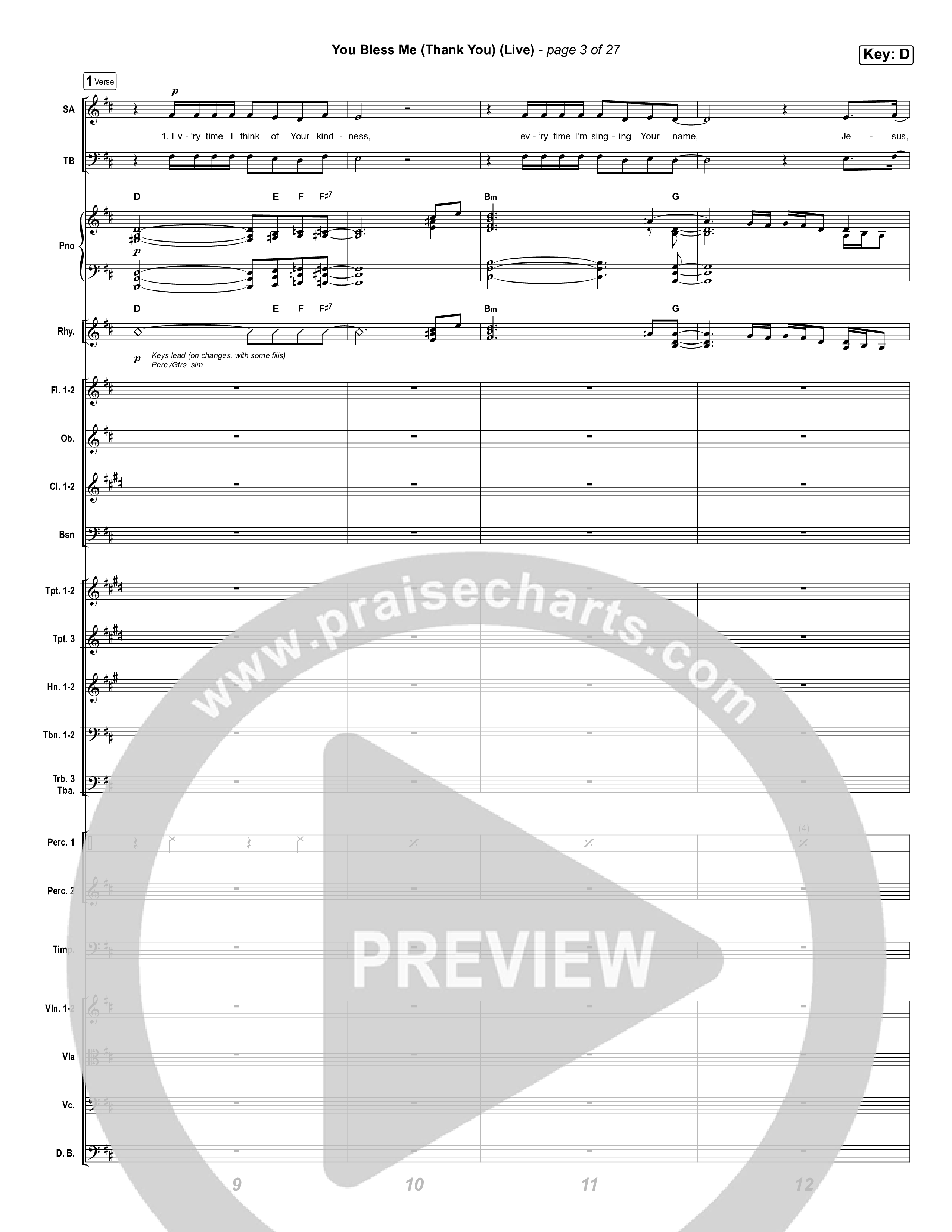 You Bless Me (Thank You) (Worship Choir/SAB) Conductor's Score (We The Kingdom / Dwan Hill / The Choir Room / Arr. Luke Gambill)
