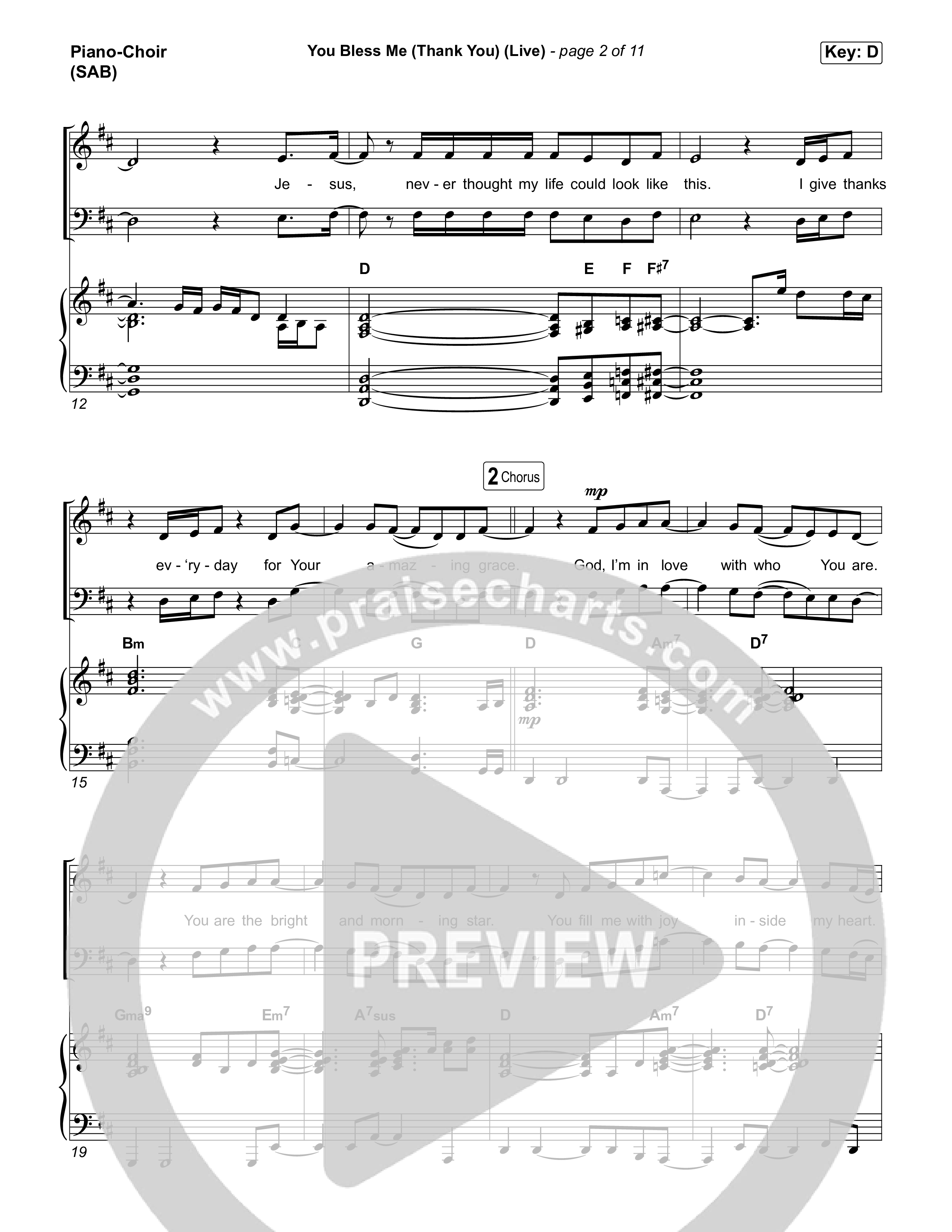 You Bless Me (Thank You) (Worship Choir/SAB) Piano/Choir (SAB) (We The Kingdom / Dwan Hill / The Choir Room / Arr. Luke Gambill)