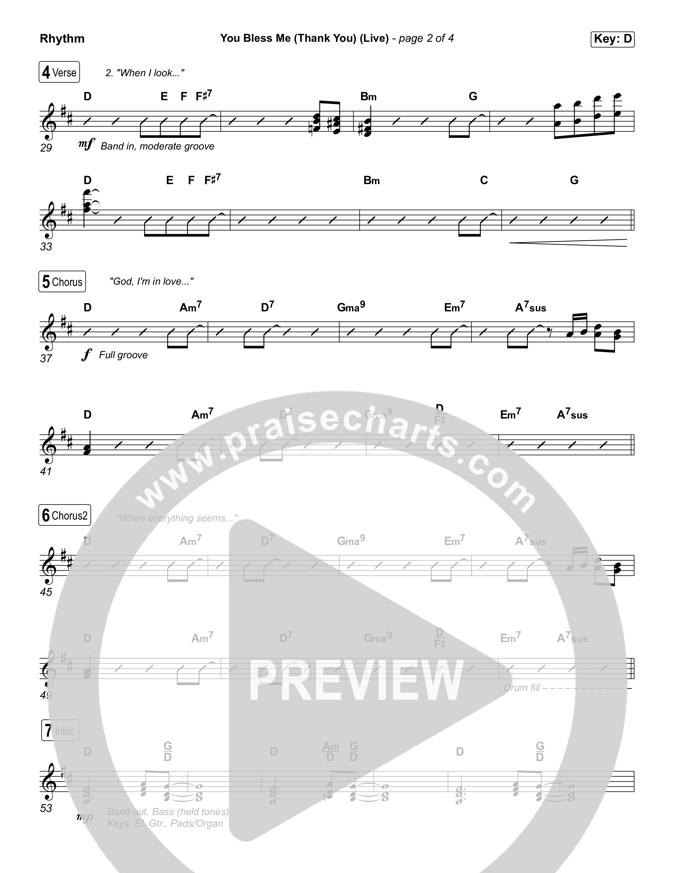 You Bless Me (Thank You) (Worship Choir/SAB) Rhythm Chart (We The Kingdom / Dwan Hill / The Choir Room / Arr. Luke Gambill)