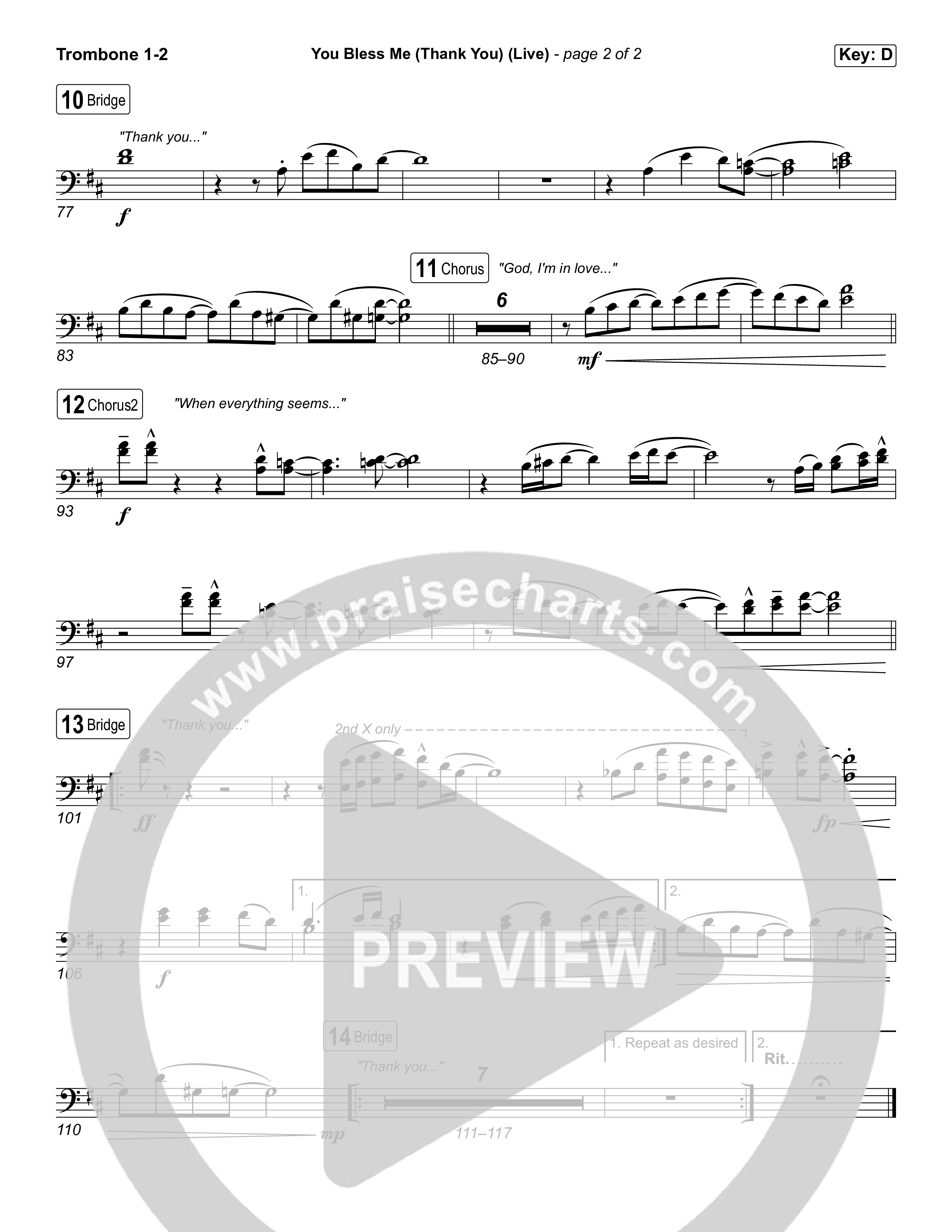 You Bless Me (Thank You) (Worship Choir/SAB) Trombone 1/2 (We The Kingdom / Dwan Hill / The Choir Room / Arr. Luke Gambill)