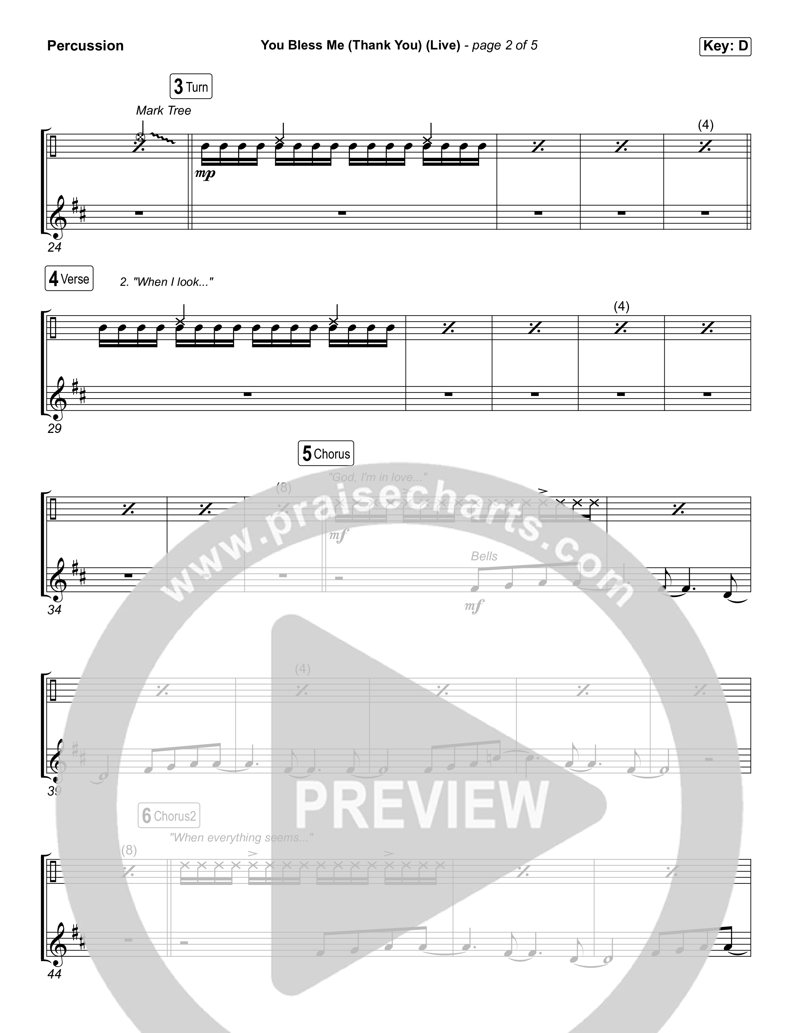 You Bless Me (Thank You) (Unison/2-Part) Percussion (We The Kingdom / Dwan Hill / The Choir Room / Arr. Luke Gambill)