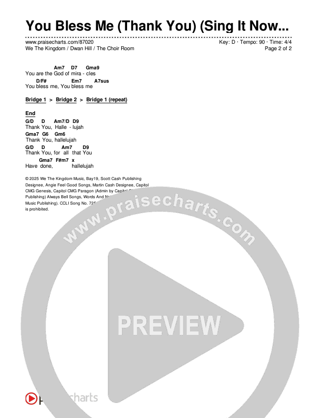 You Bless Me (Thank You) (Sing It Now) Chords & Lyrics (We The Kingdom / Dwan Hill / The Choir Room / Arr. Luke Gambill)