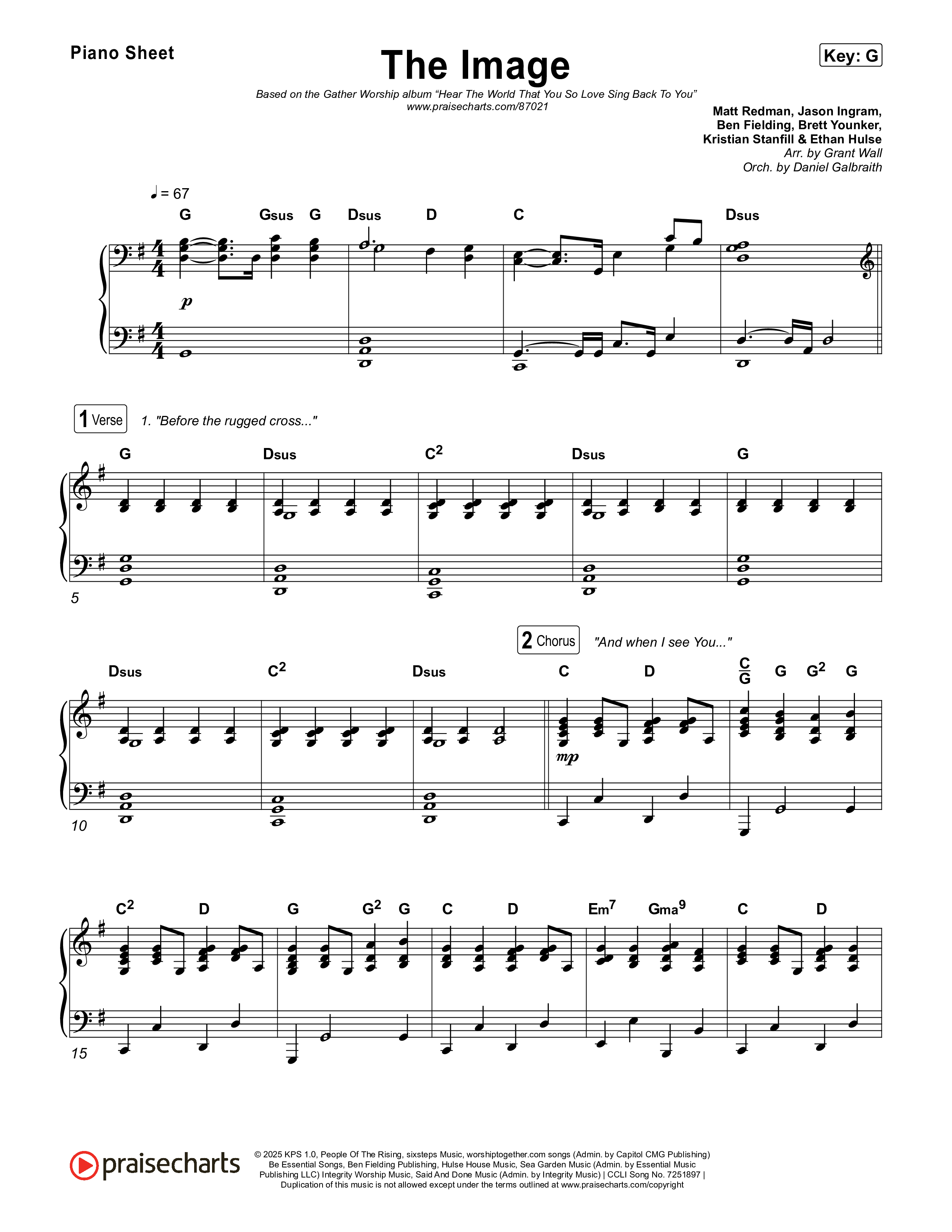 The Image Piano Sheet (Gather Worship / Matt Redman / kaestrings)