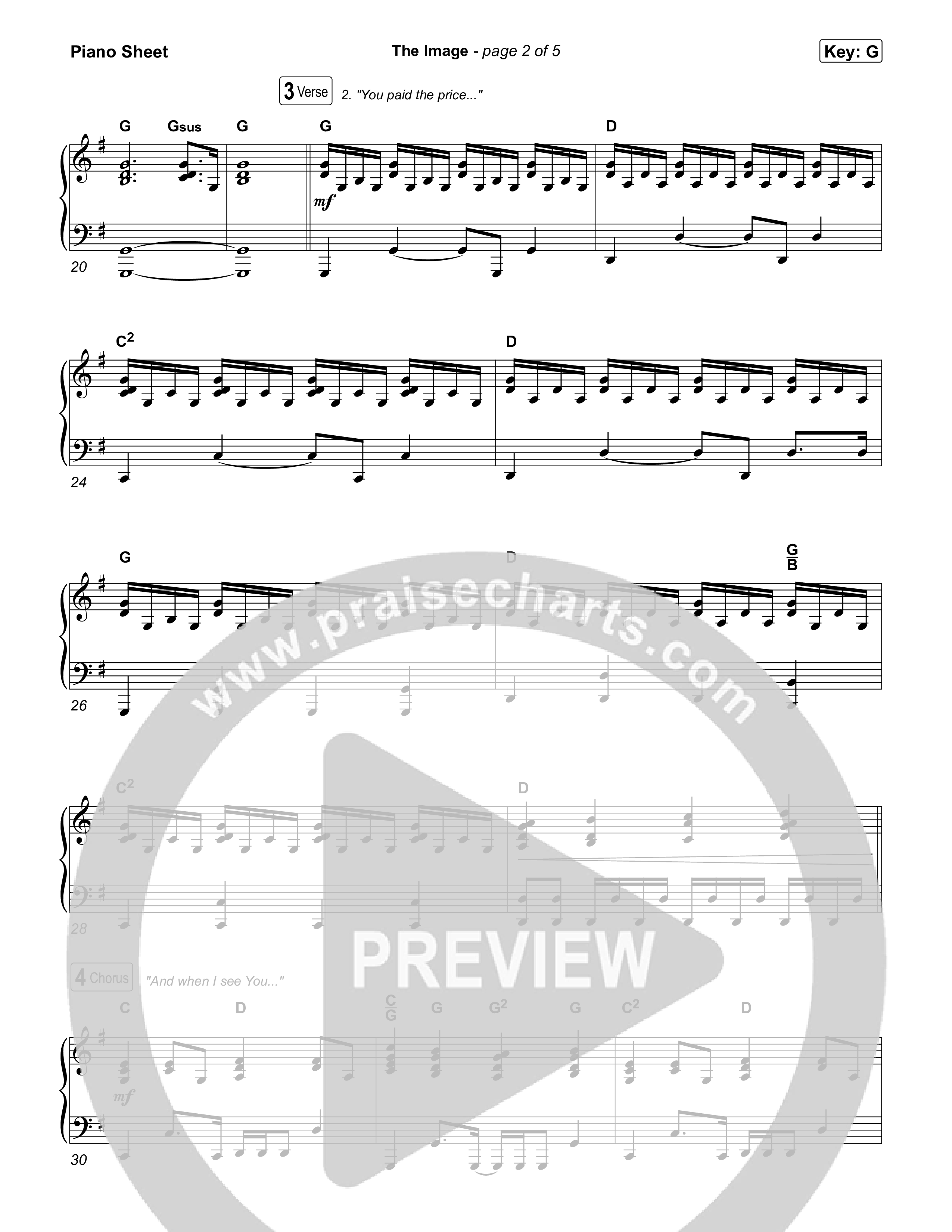 The Image Piano Sheet (Gather Worship / Matt Redman / kaestrings)