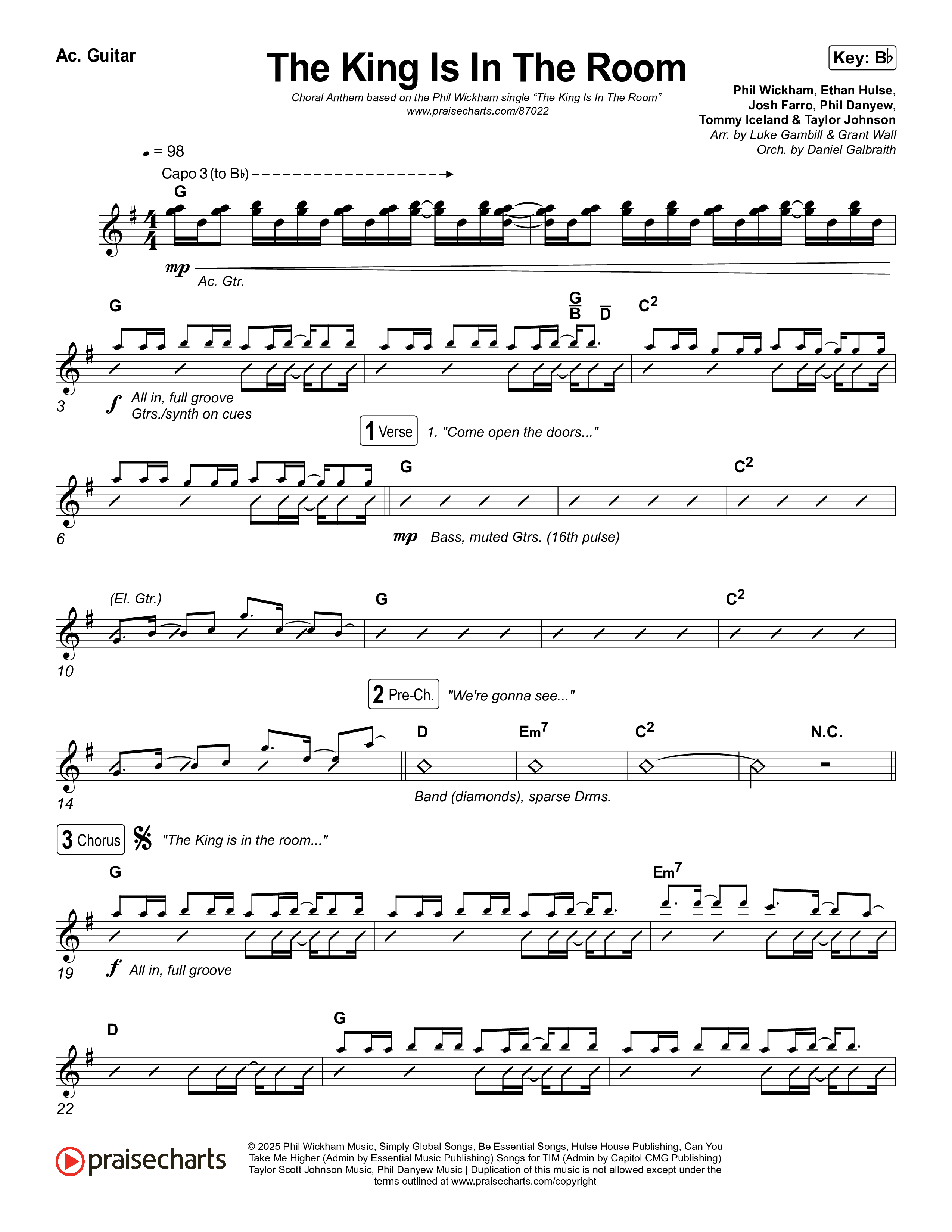 The King Is In The Room (Choral Anthem SATB) Acoustic Guitar (Phil Wickham / Arr. Luke Gambill)