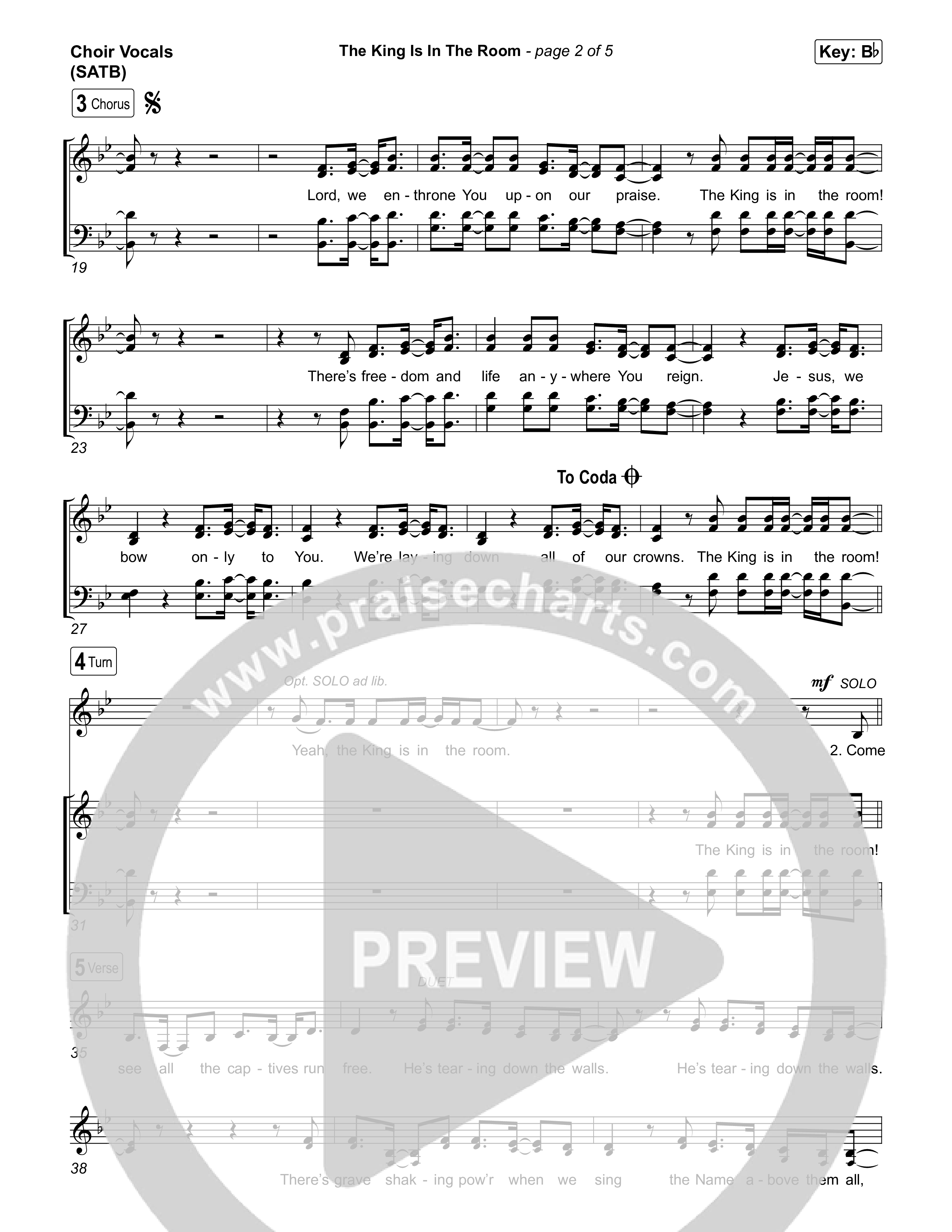 The King Is In The Room (Choral Anthem SATB) Choir Sheet (SATB) (Phil Wickham / Arr. Luke Gambill)