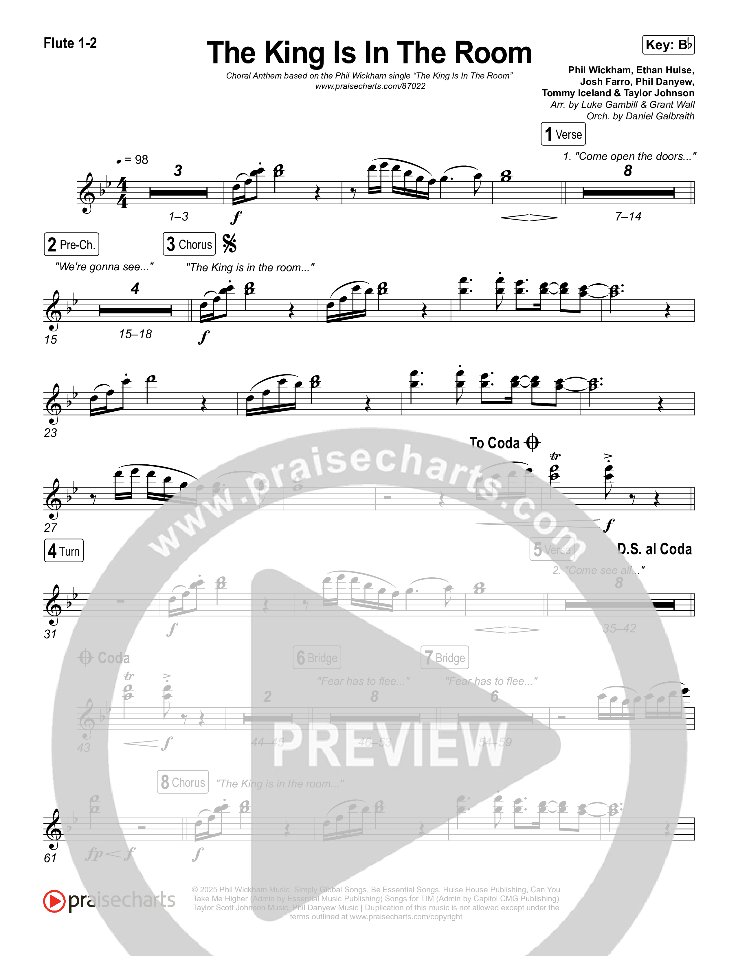 The King Is In The Room (Choral Anthem SATB) Wind Pack (Phil Wickham / Arr. Luke Gambill)