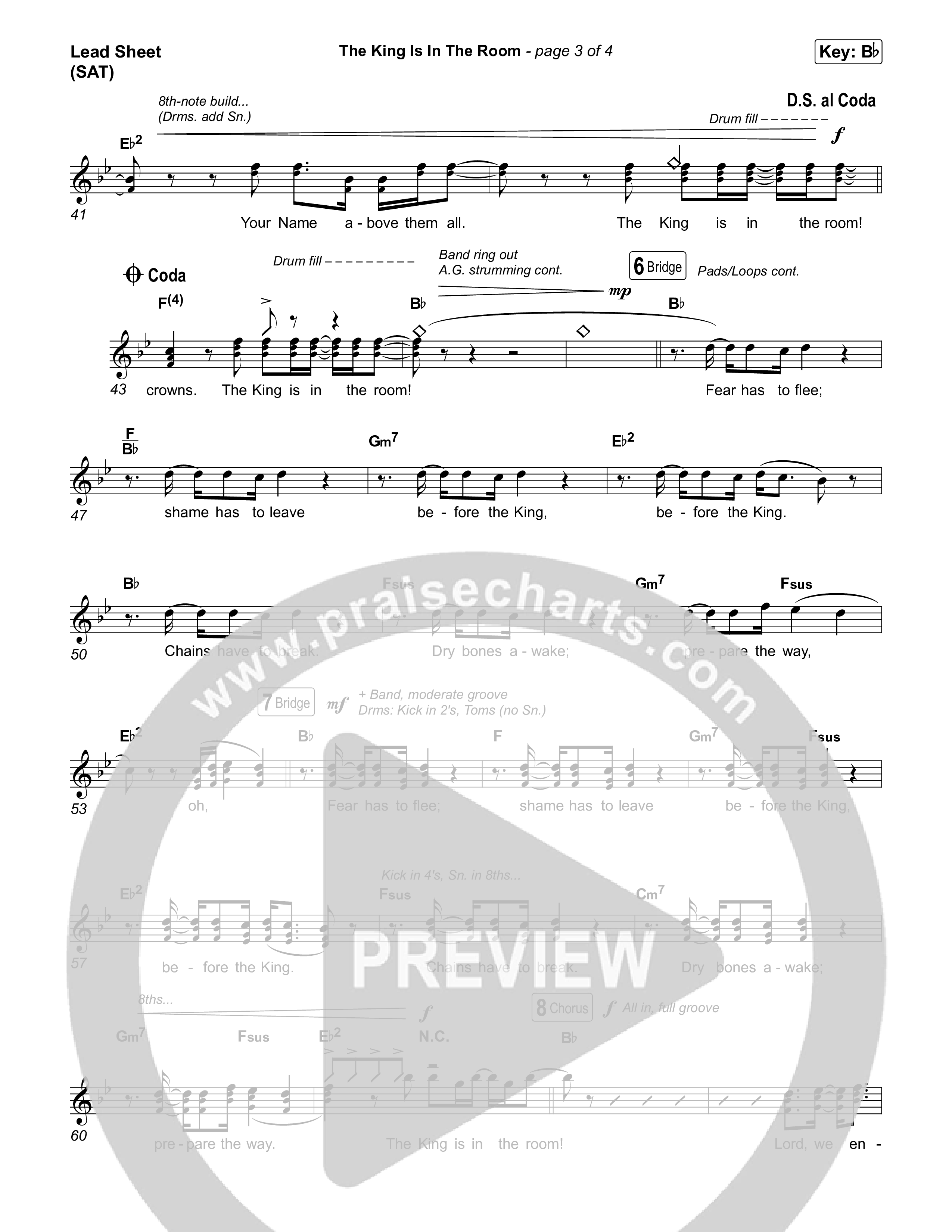 The King Is In The Room (Choral Anthem SATB) Lead Sheet (SAT) (Phil Wickham / Arr. Luke Gambill)