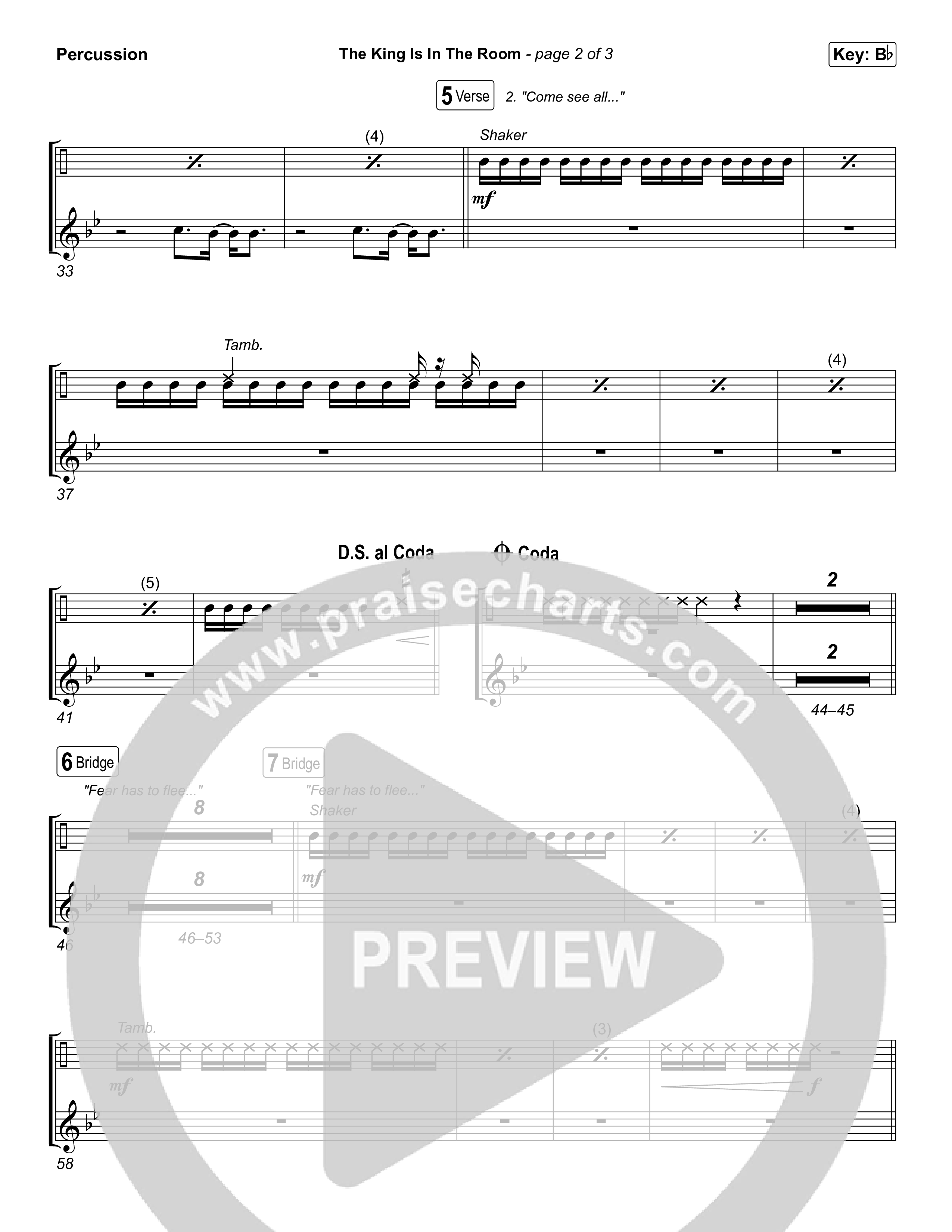 The King Is In The Room (Choral Anthem SATB) Percussion (Phil Wickham / Arr. Luke Gambill)