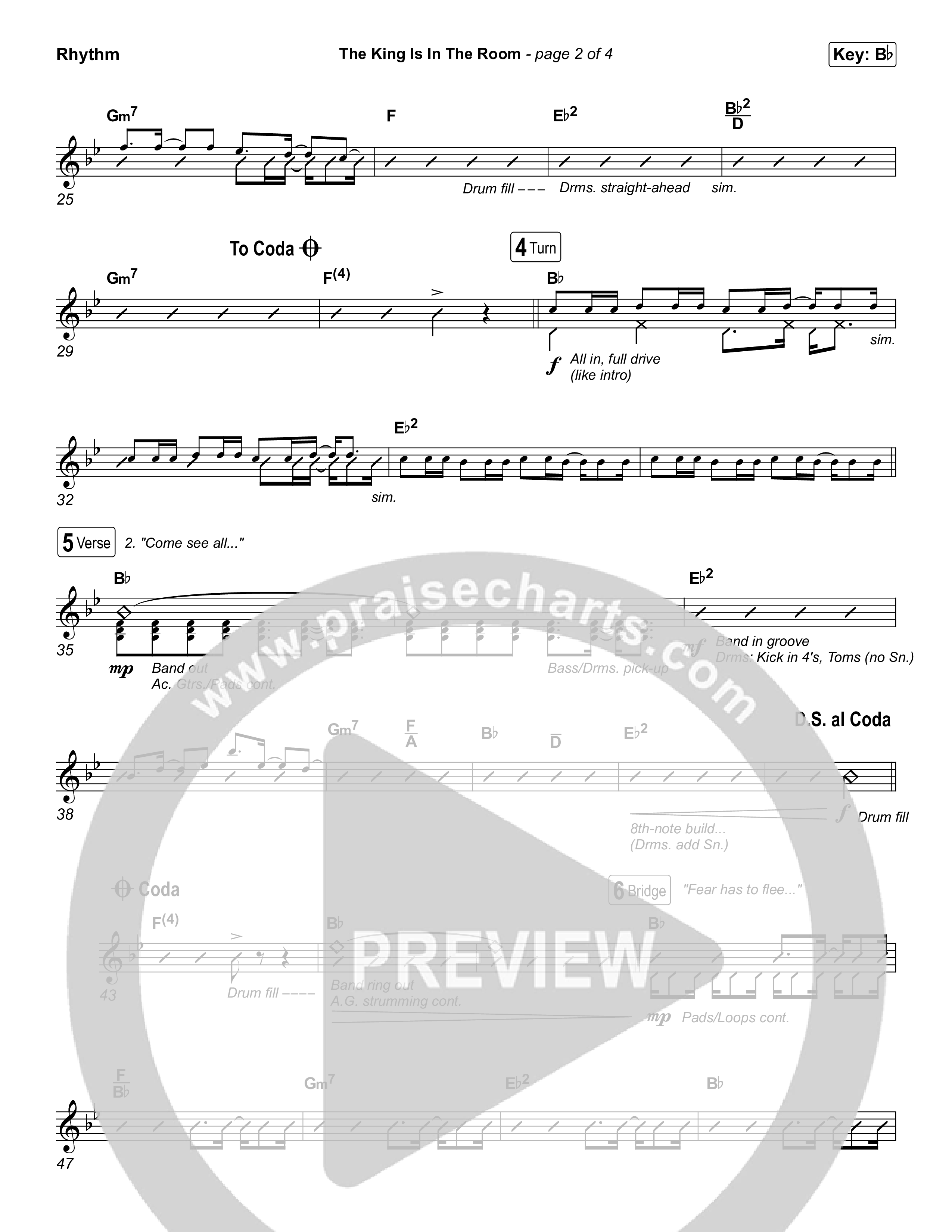 The King Is In The Room (Choral Anthem SATB) Rhythm Chart (Phil Wickham / Arr. Luke Gambill)