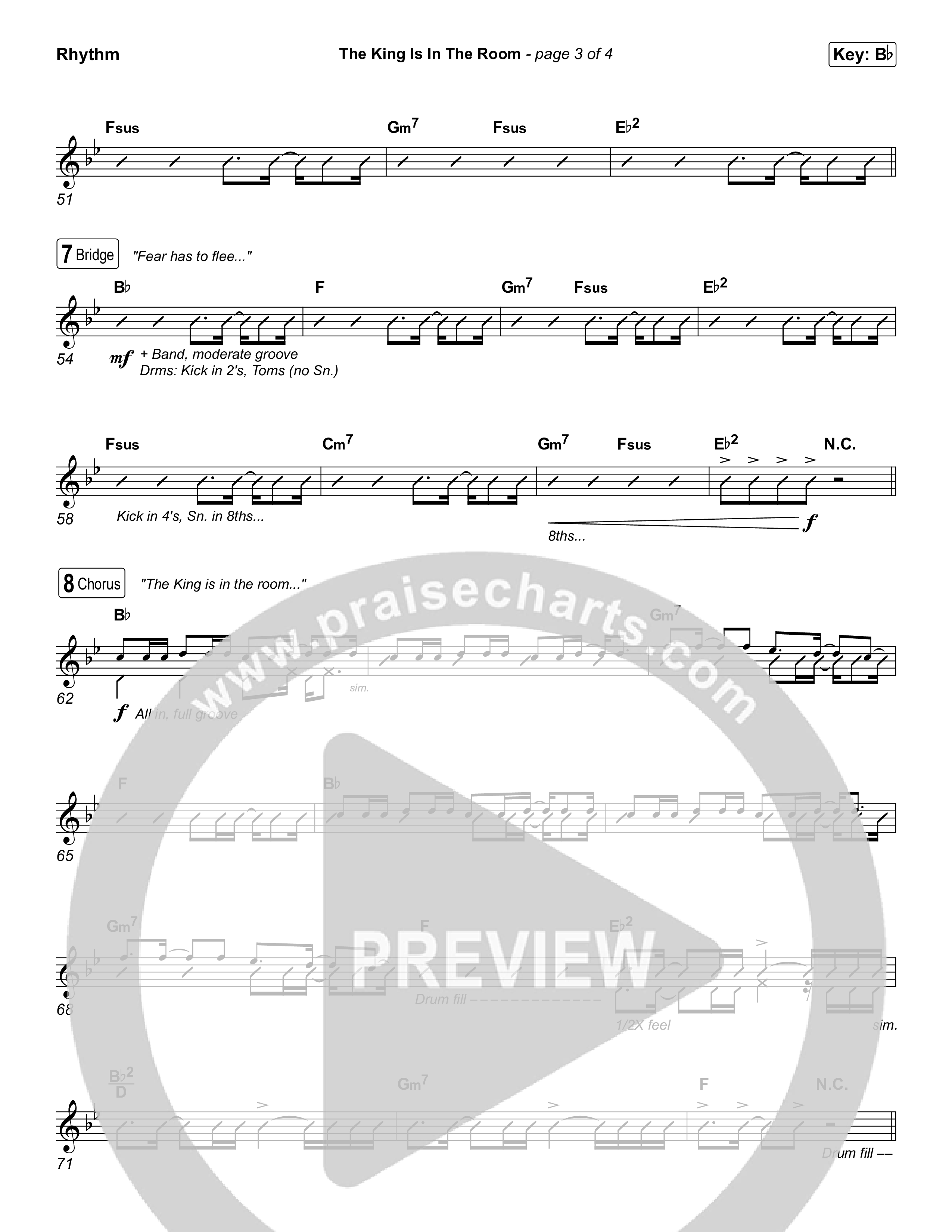 The King Is In The Room (Choral Anthem SATB) Rhythm Chart (Phil Wickham / Arr. Luke Gambill)