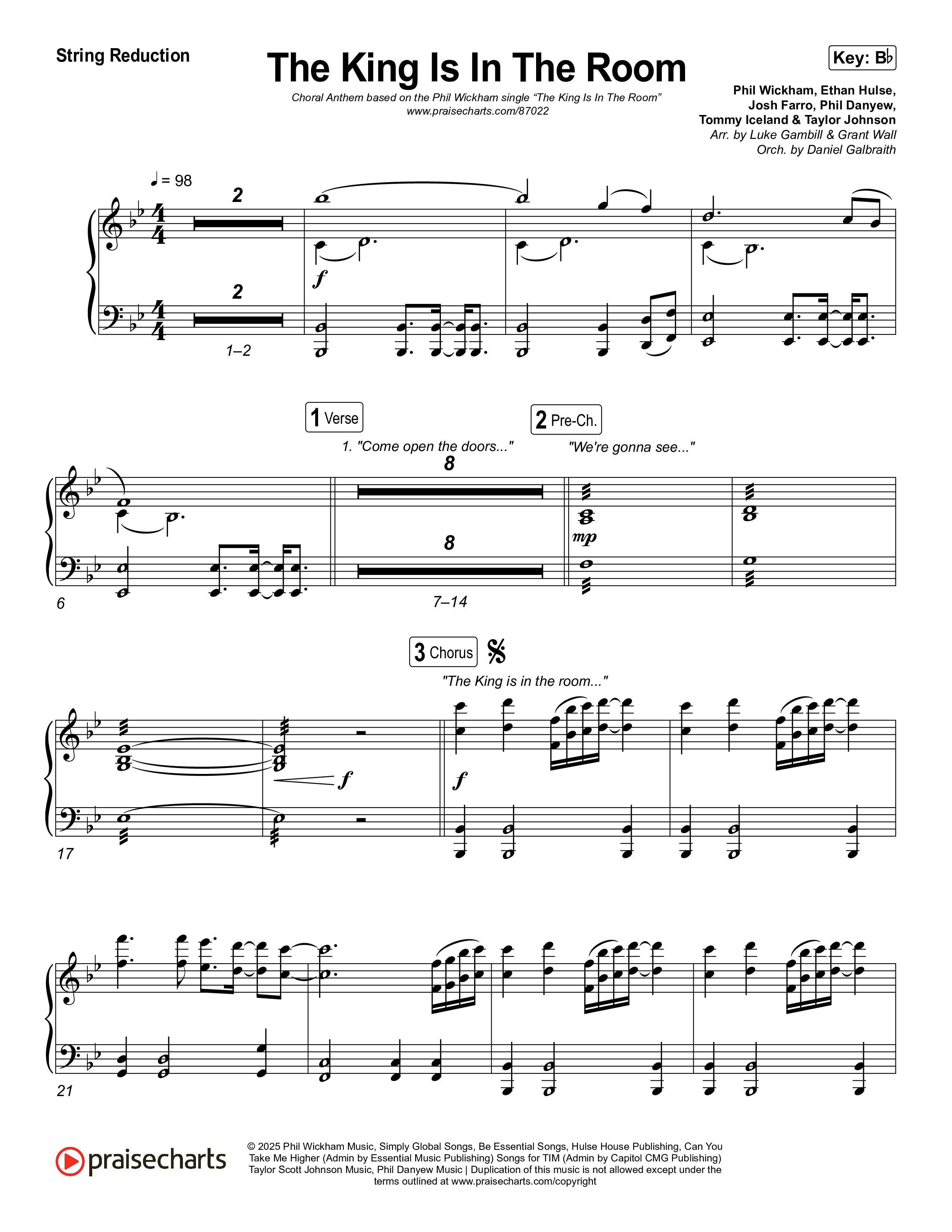 The King Is In The Room (Choral Anthem SATB) String Reduction (Phil Wickham / Arr. Luke Gambill)