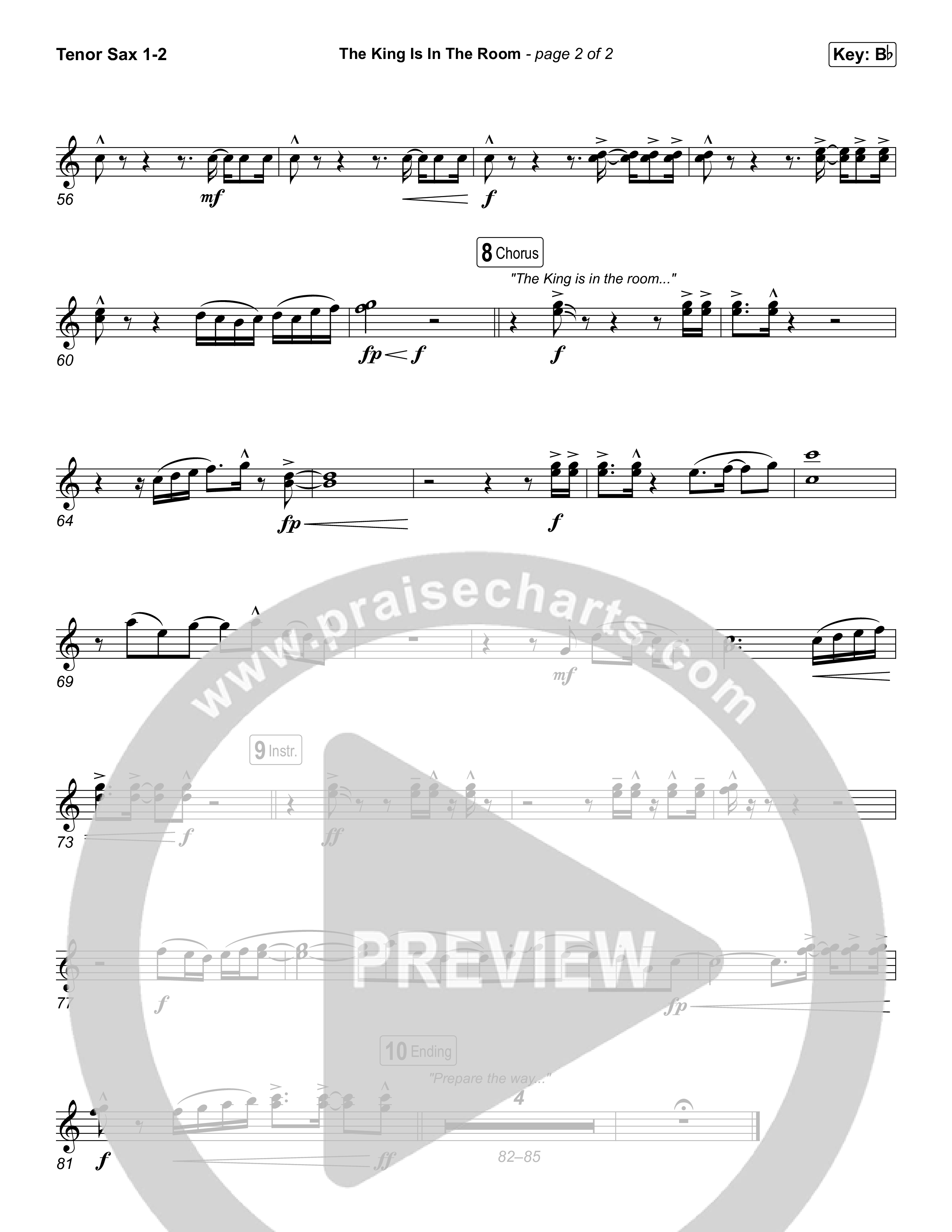 The King Is In The Room (Choral Anthem SATB) Tenor Sax 1,2 (Phil Wickham / Arr. Luke Gambill)