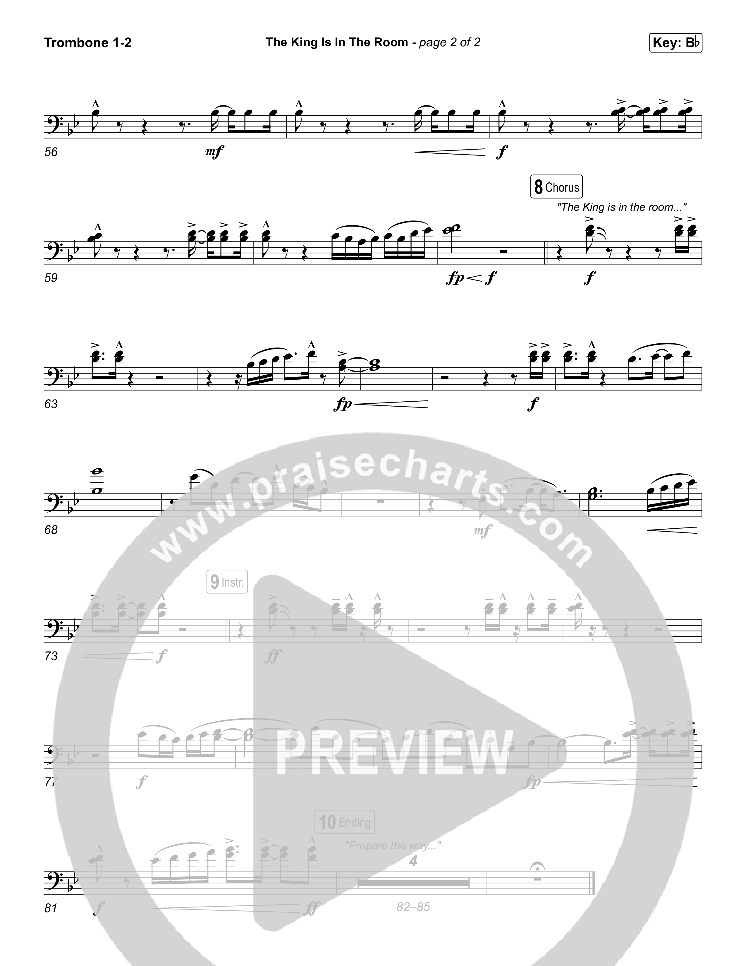 The King Is In The Room (Choral Anthem SATB) Trombone 1,2 (Phil Wickham / Arr. Luke Gambill)