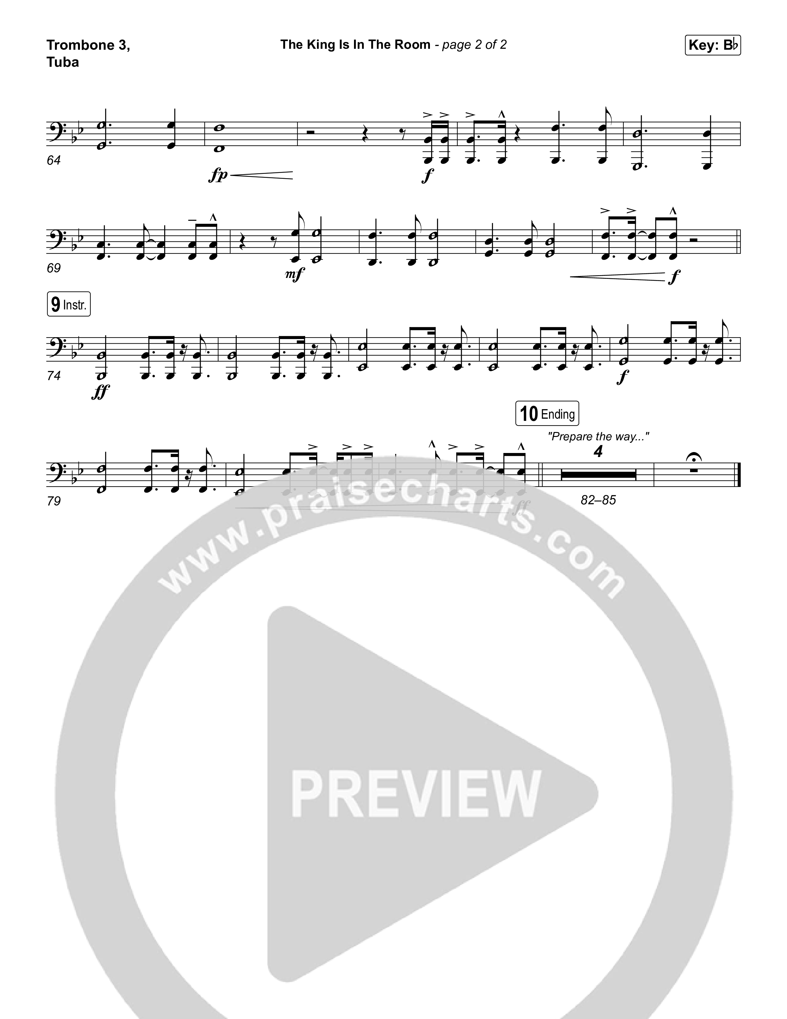 The King Is In The Room (Choral Anthem SATB) Trombone 3/Tuba (Phil Wickham / Arr. Luke Gambill)