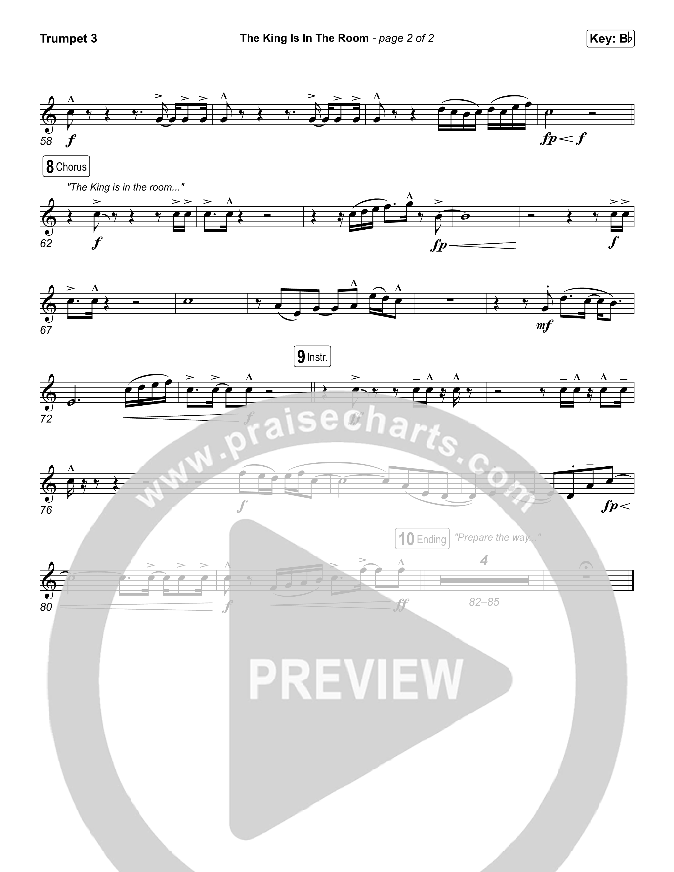 The King Is In The Room (Choral Anthem SATB) Trumpet 3 (Phil Wickham / Arr. Luke Gambill)