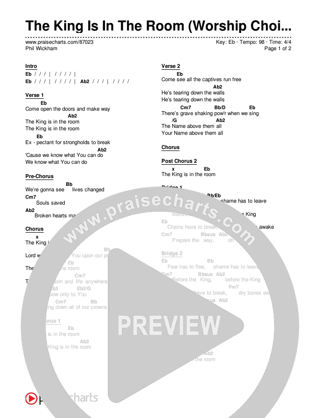 The King Is In The Room (Worship Choir/SAB) Chords & Lyrics (Phil Wickham / Arr. Luke Gambill)