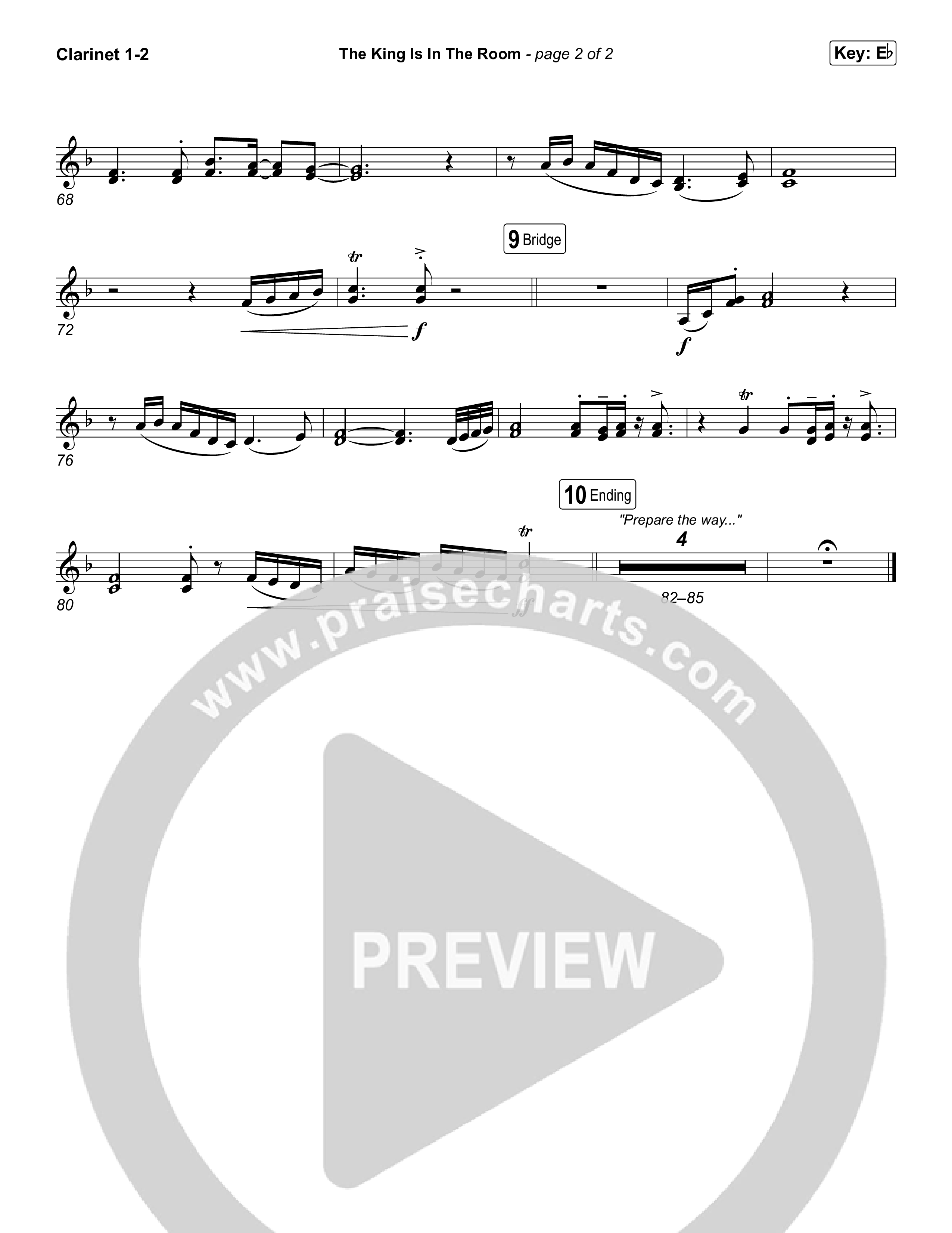 The King Is In The Room (Worship Choir/SAB) Clarinet 1/2 (Phil Wickham / Arr. Luke Gambill)