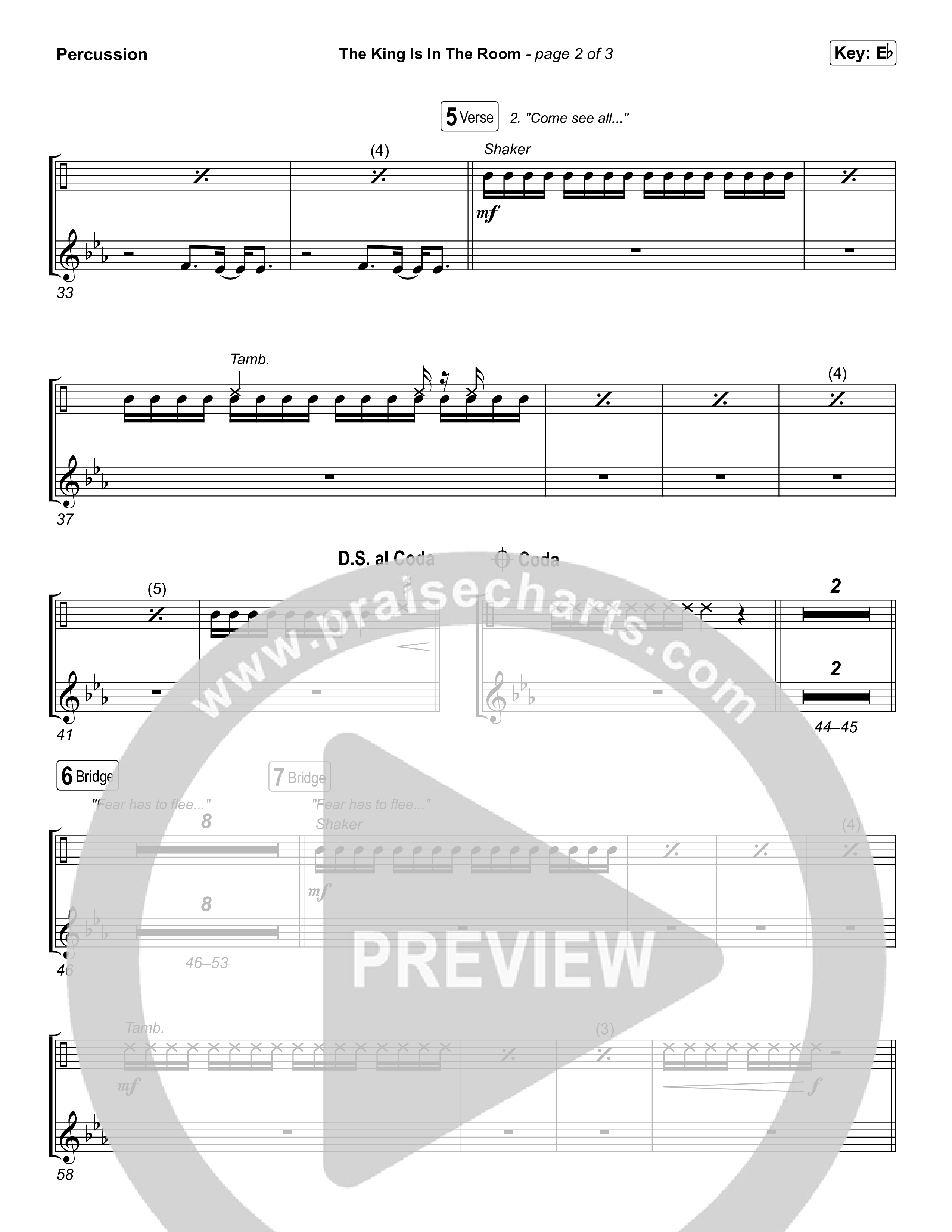 The King Is In The Room (Worship Choir/SAB) Percussion (Phil Wickham / Arr. Luke Gambill)