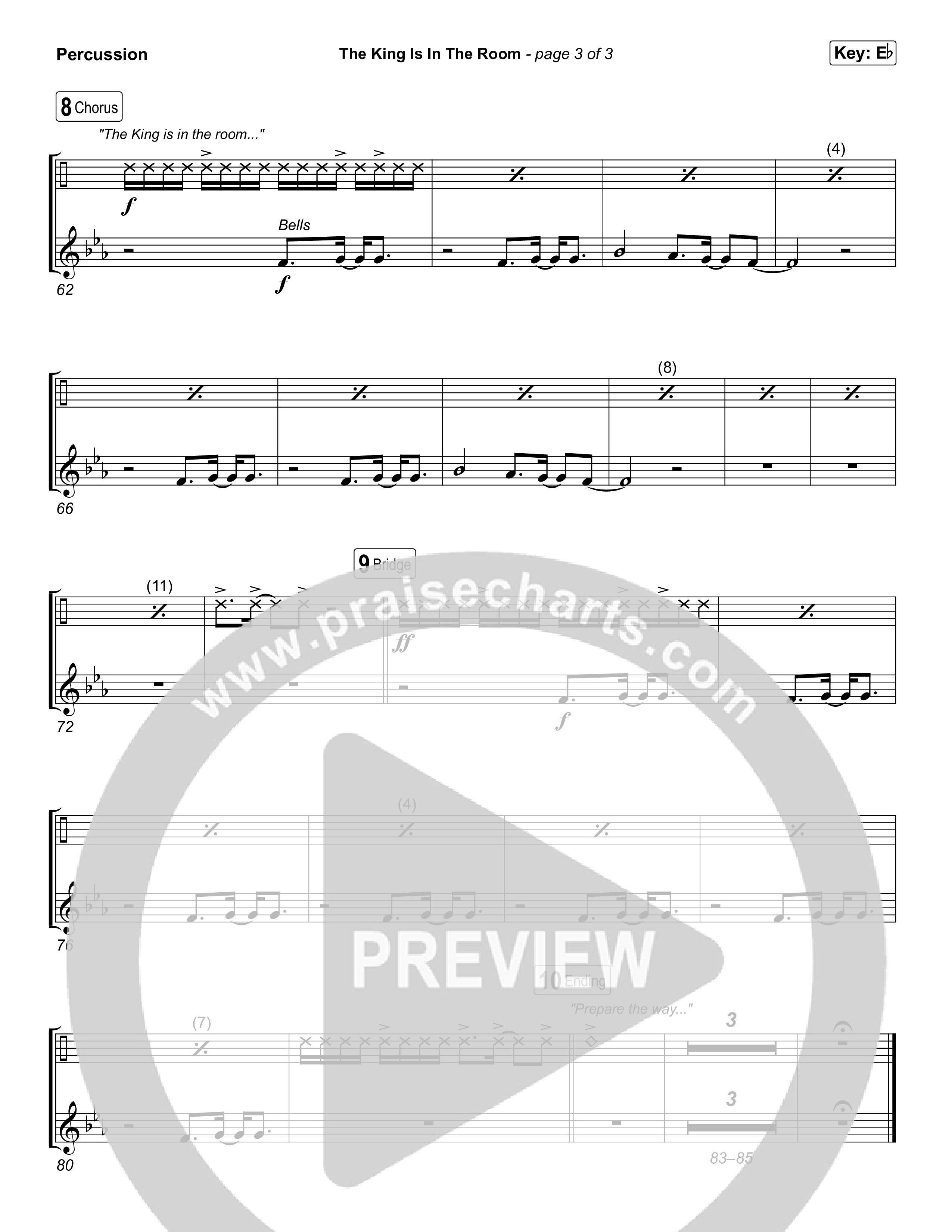 The King Is In The Room (Worship Choir/SAB) Percussion (Phil Wickham / Arr. Luke Gambill)