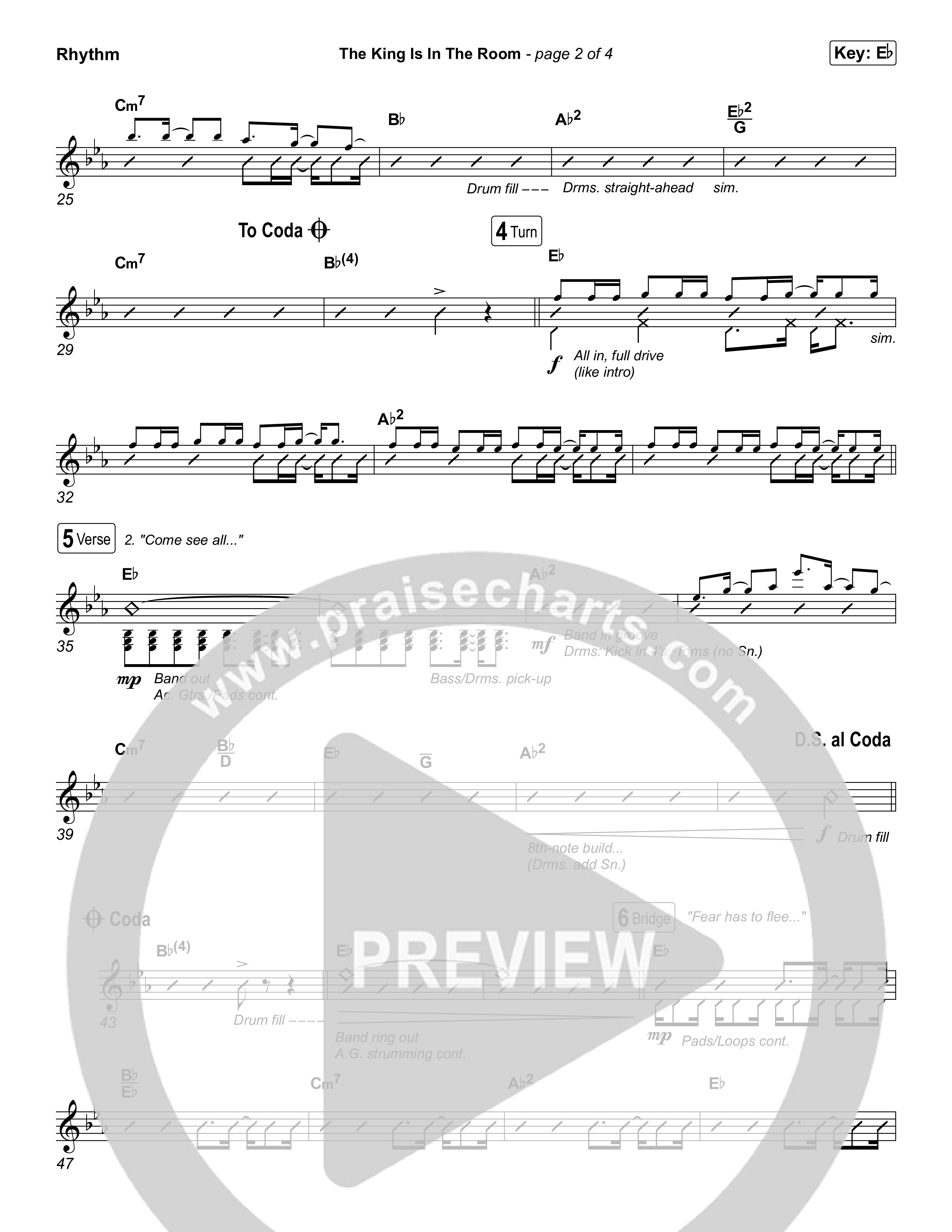 The King Is In The Room (Worship Choir/SAB) Rhythm Chart (Phil Wickham / Arr. Luke Gambill)