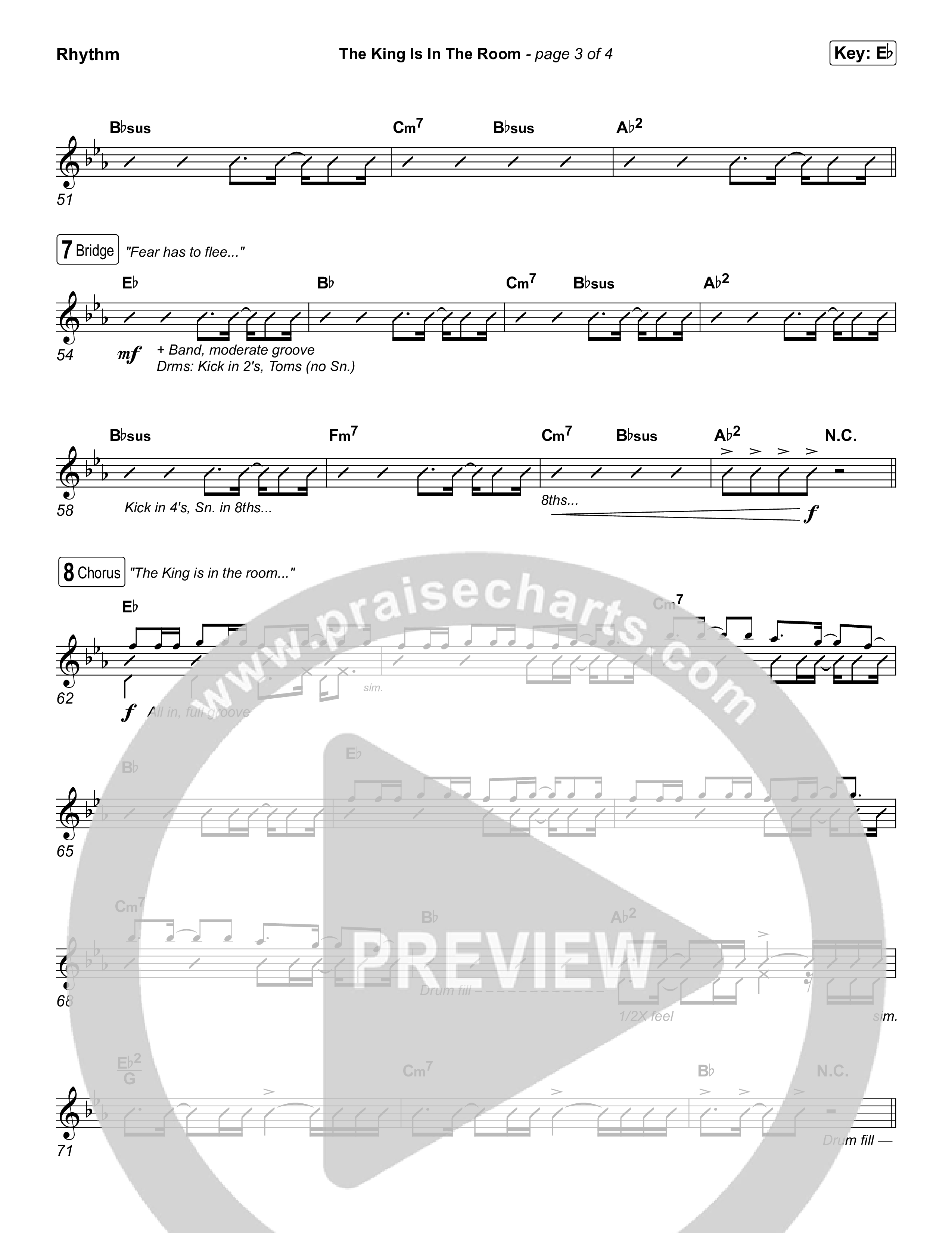 The King Is In The Room (Worship Choir/SAB) Rhythm Chart (Phil Wickham / Arr. Luke Gambill)